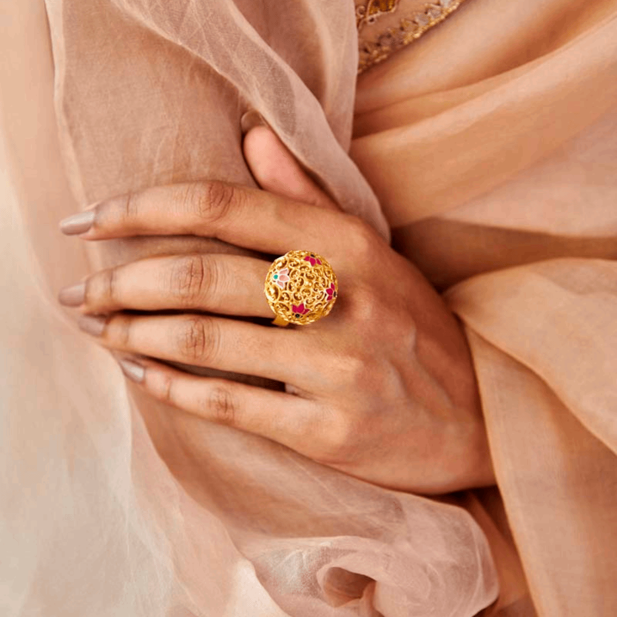 Lotus Globe Statement Ring