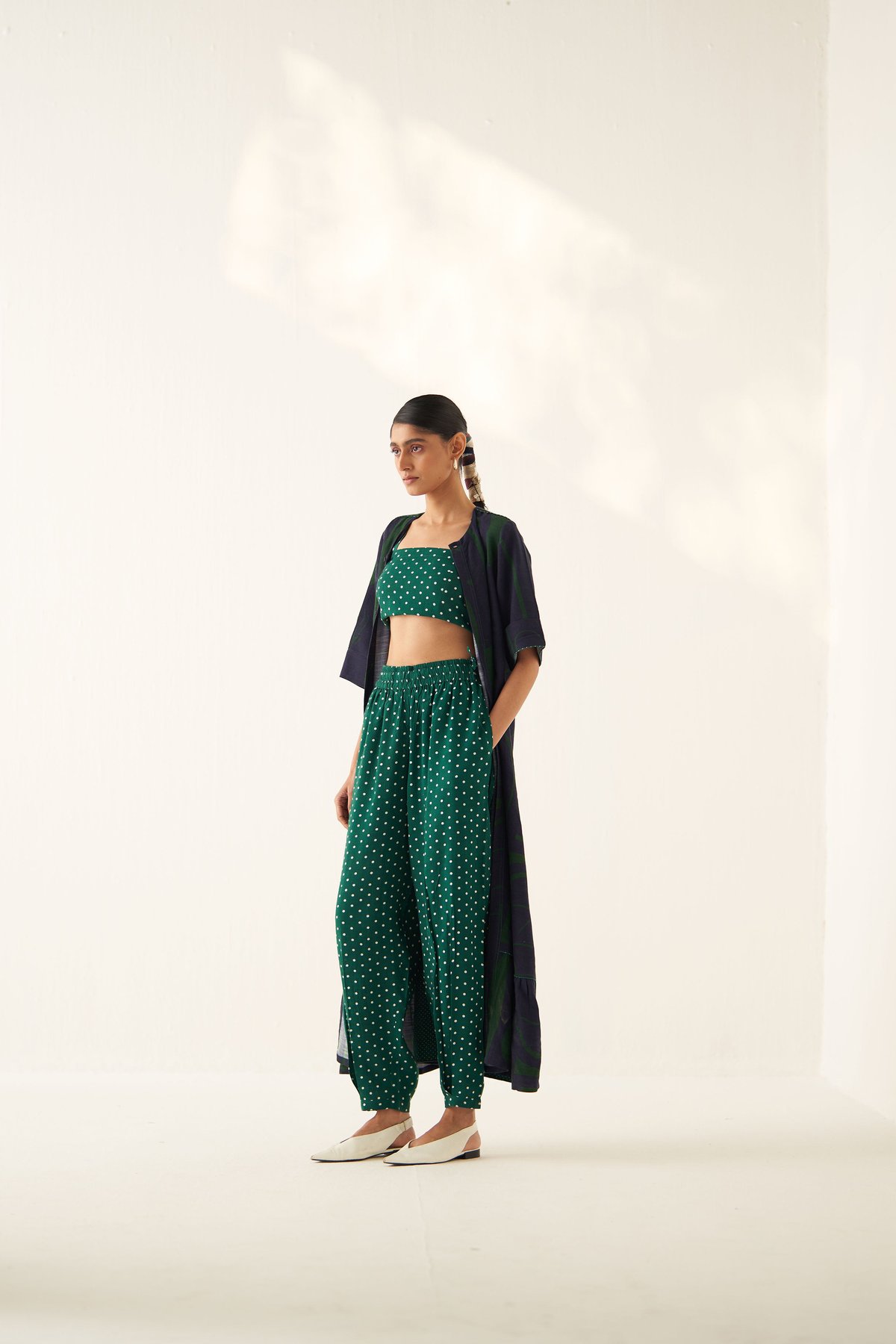Green Polka Dot Anti-Fit Tapered Trousers