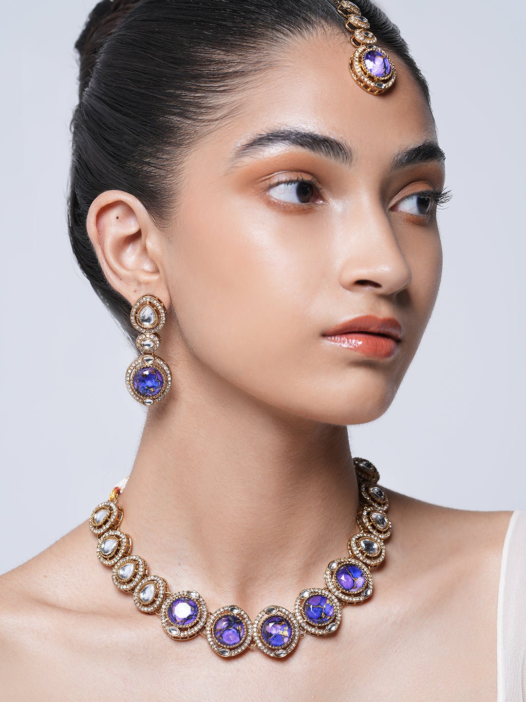 Short Designer Firestone Necklace Set