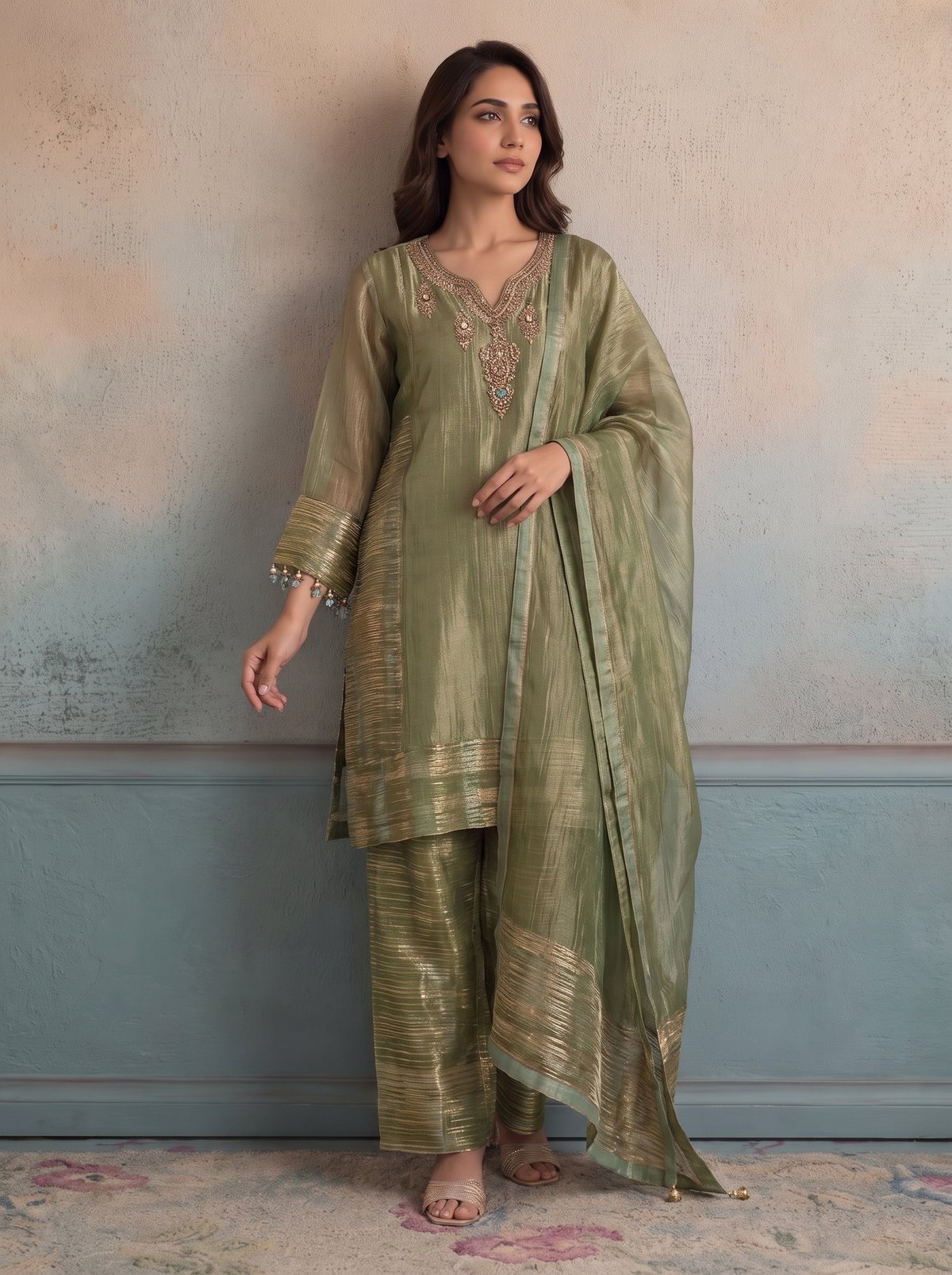 Green Moss Kurta Set