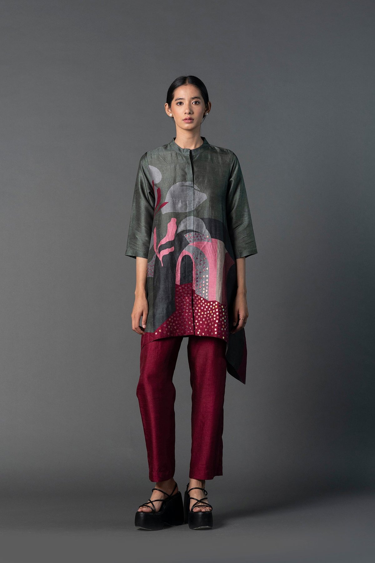 Array Gallery Hunter Green with Burgandy Coord Set