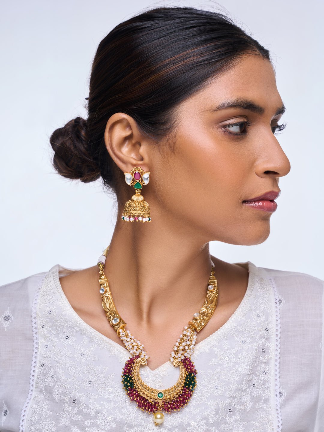 Designer Pink Green Hasli Style Necklace