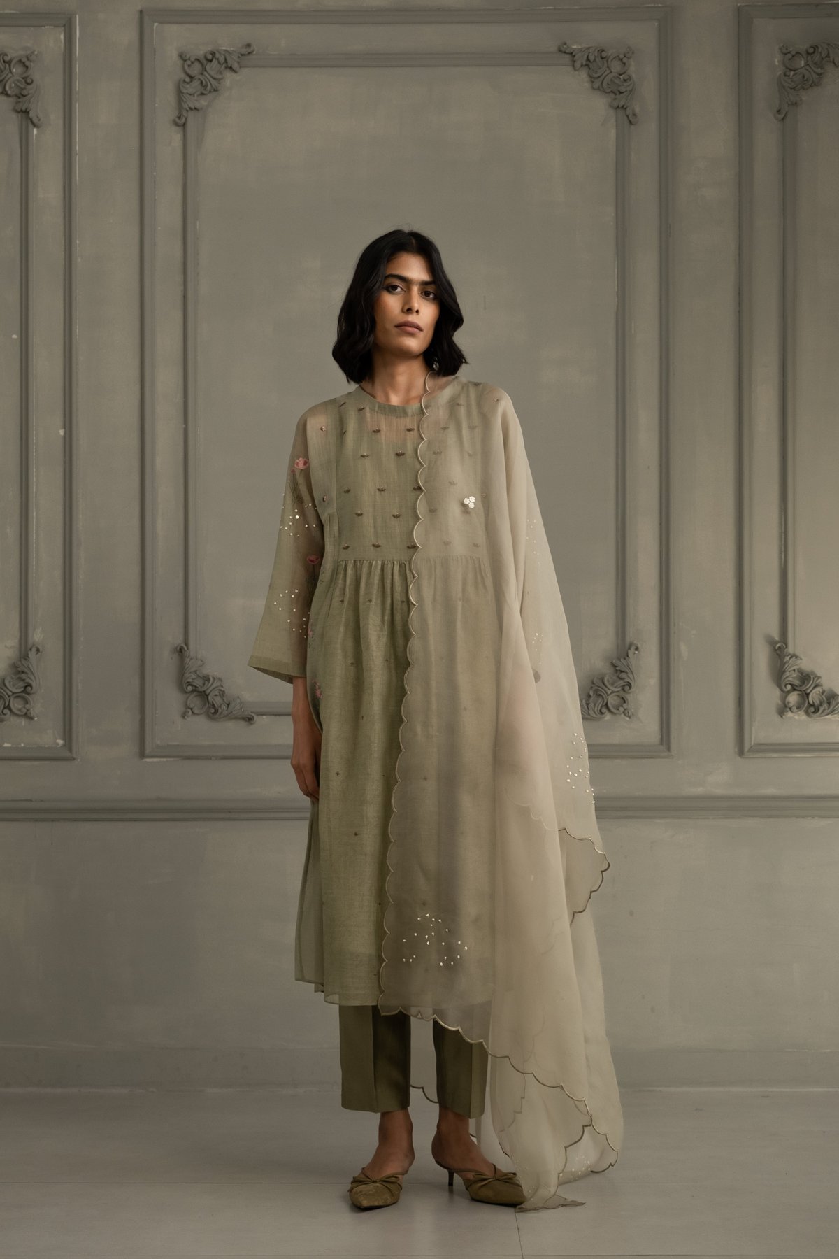 Tunic Mul Chanderi With Pants And Dupatta