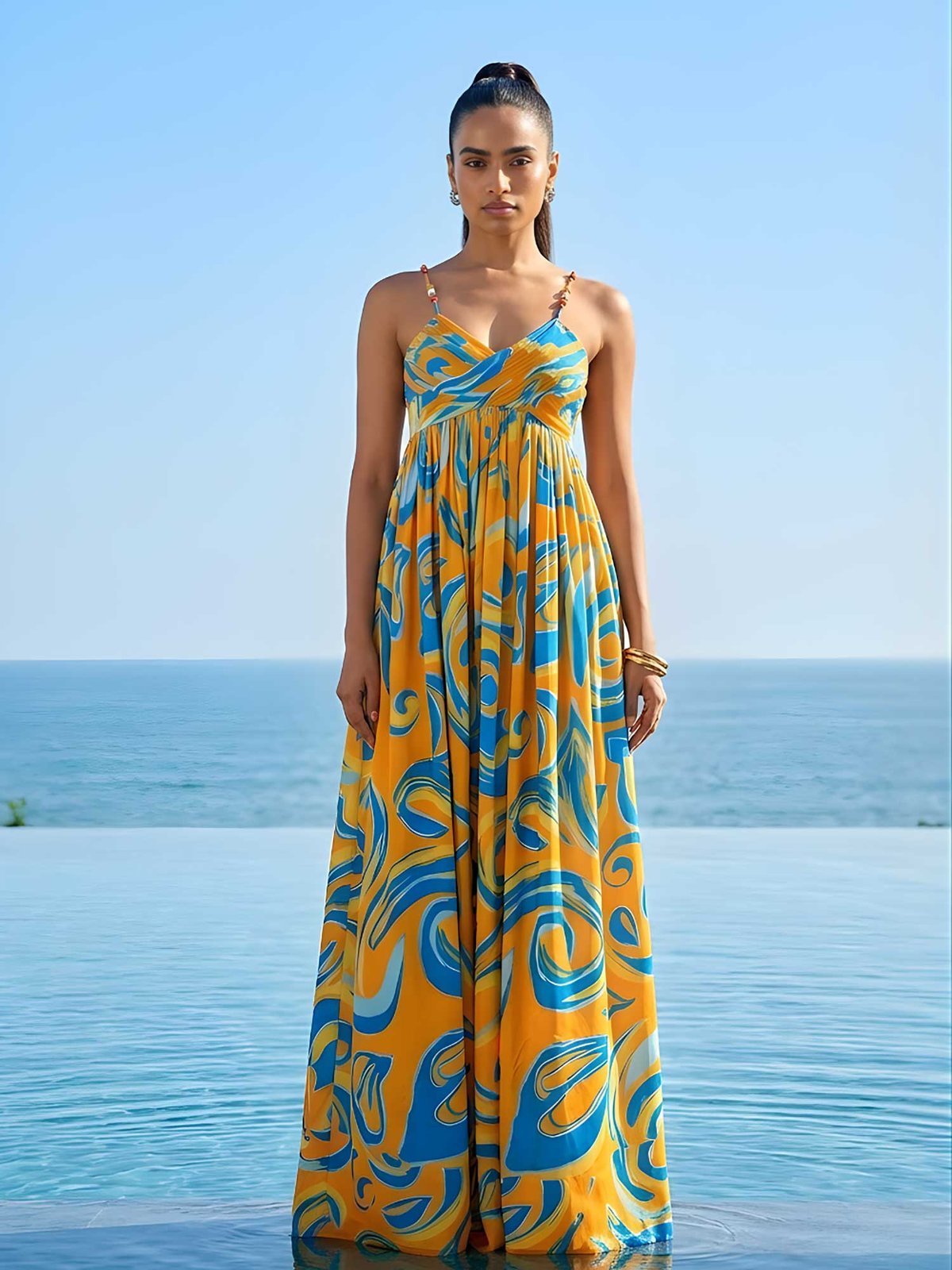 Ripple Printed Maxi Dress