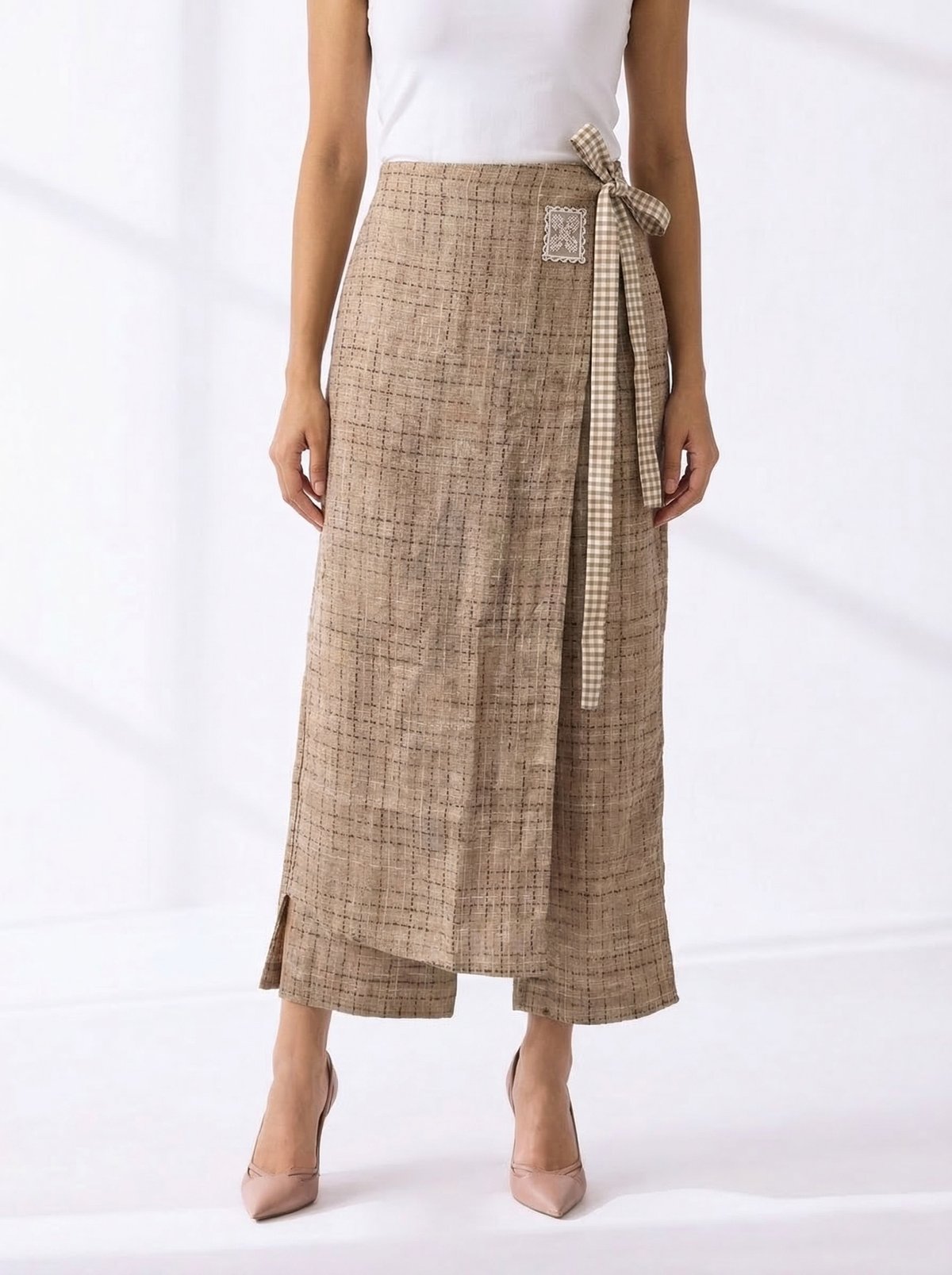 Beige Unisex Wrap Around Trouser