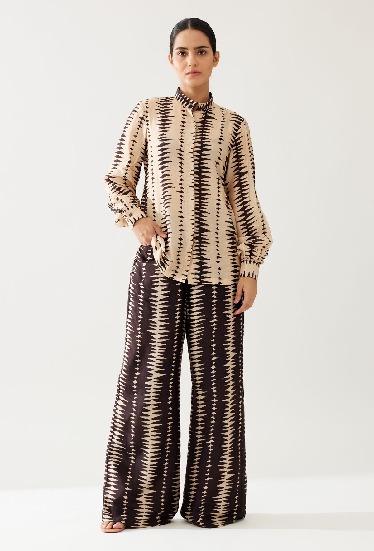 Cream And Dark Brown Shirt