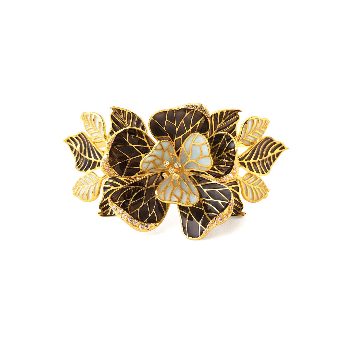 Fiore Floral Cuff - Powder Blue And Smoky