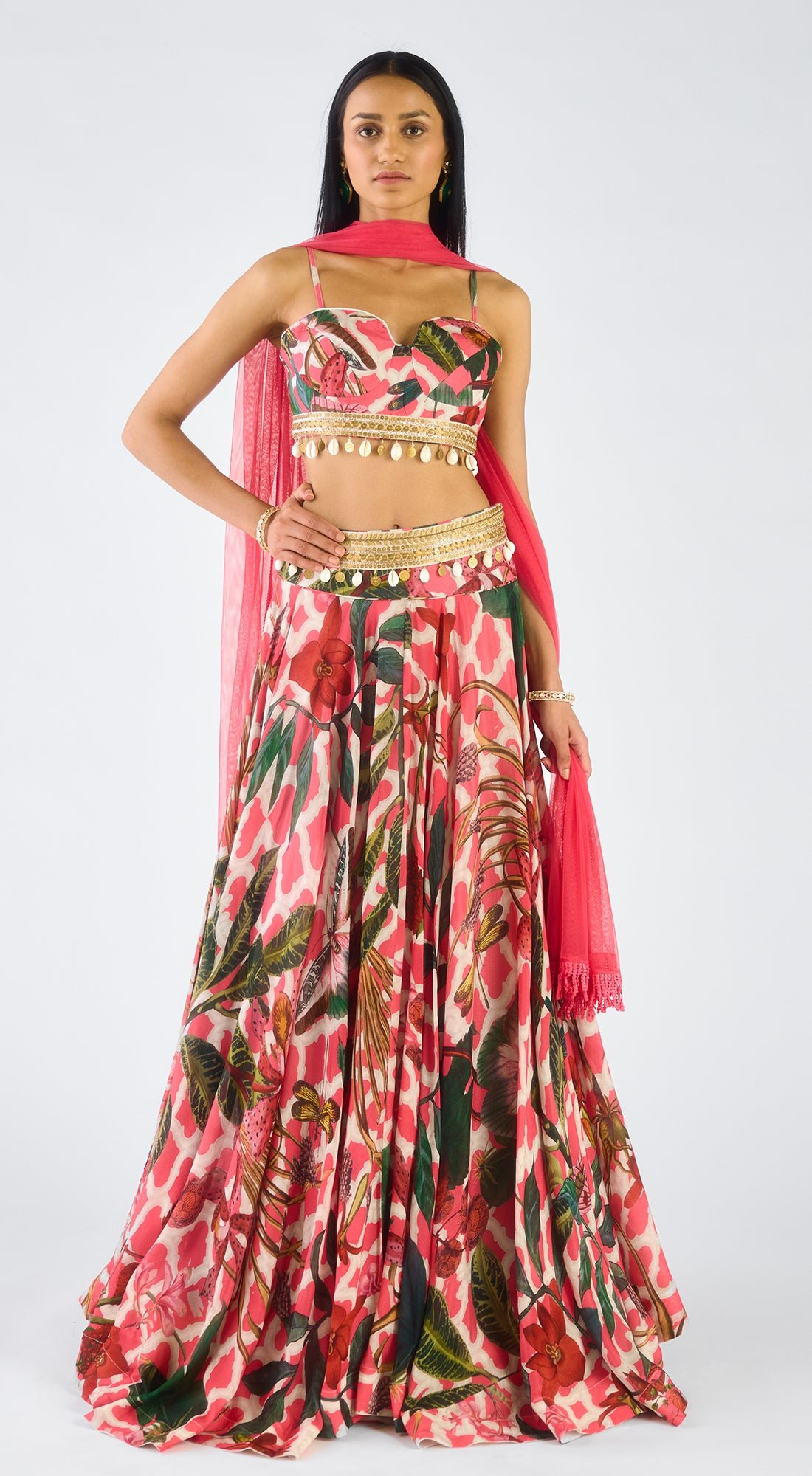 Chiffon Embroidered Lehenga Set