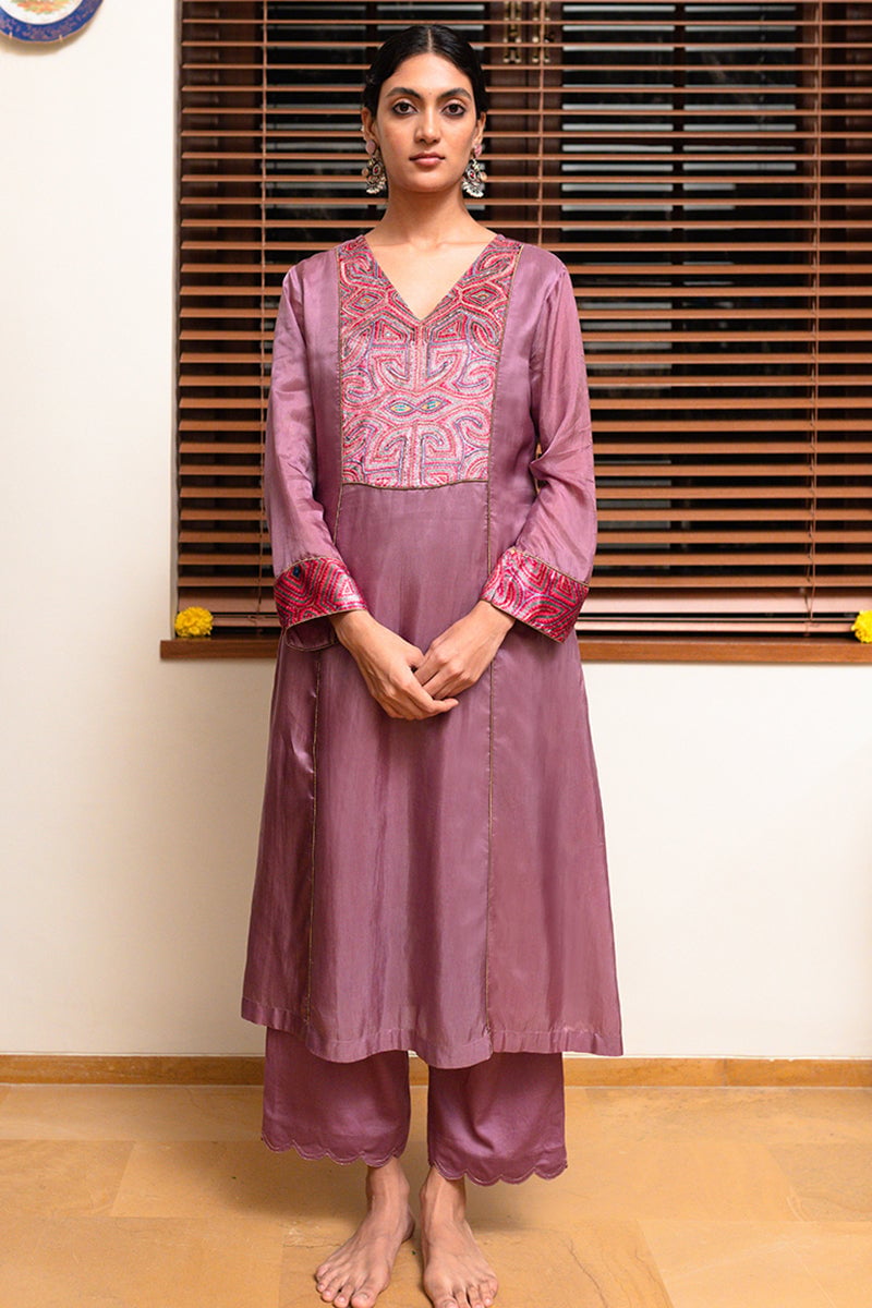 Orchid Mist Silk Kurta and Palazzo Co-ord Set
