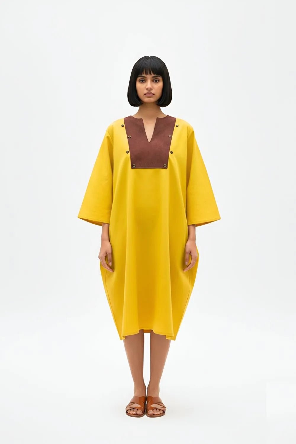 Mango Yellow-Tuscan Red Midi Dress