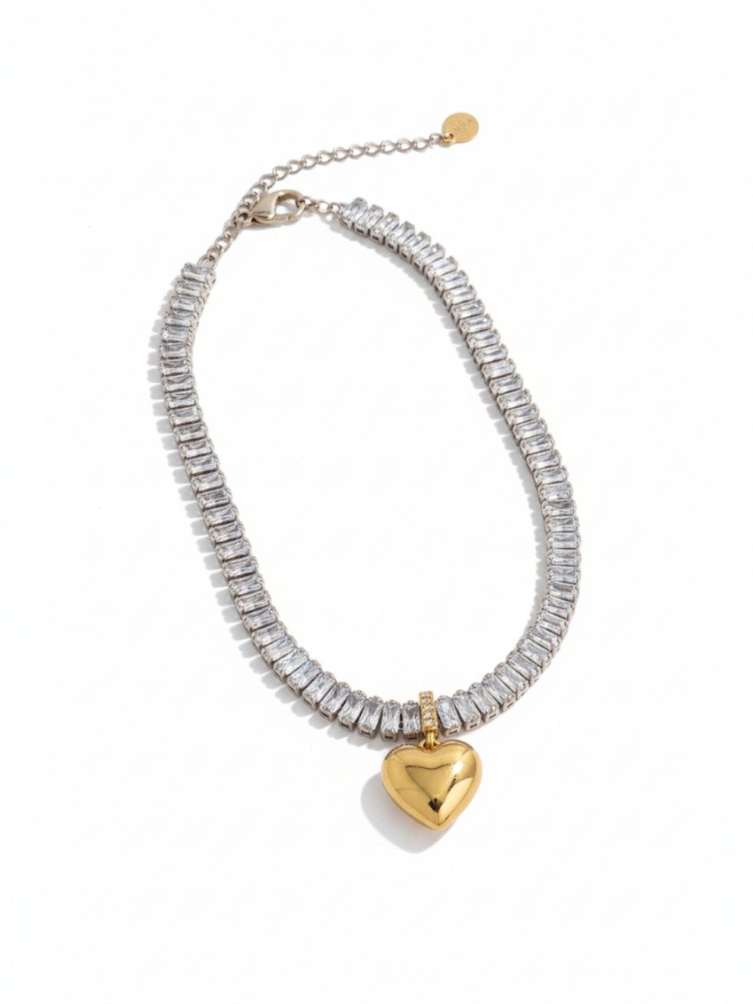 Mossanite Chain Heart Pendant Necklace