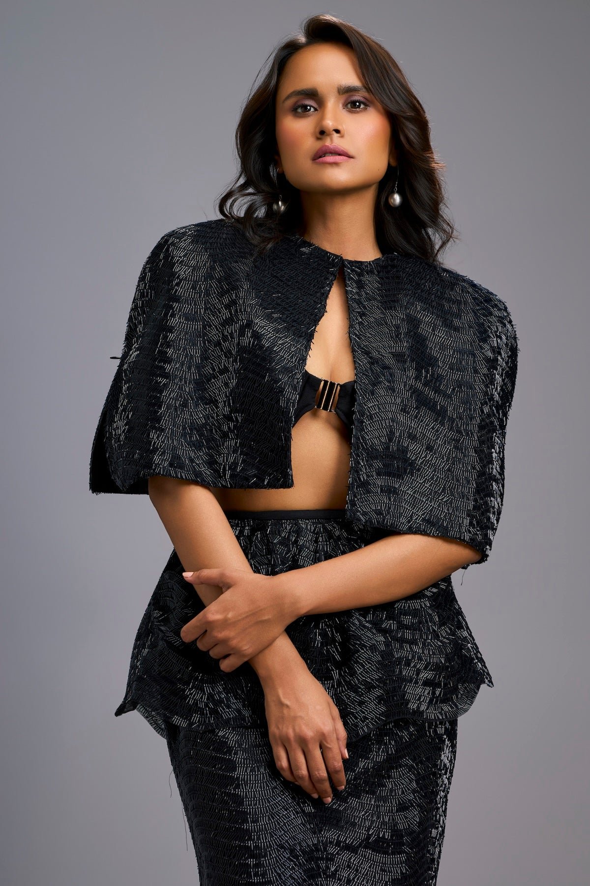 Structured Shimmer Cape
