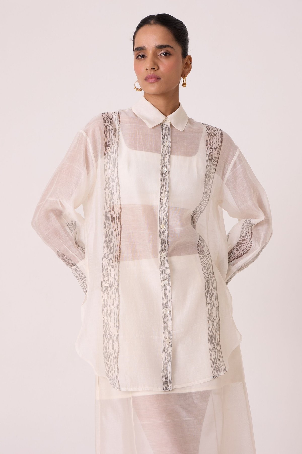 Tori Off White Hand Printed Shirt