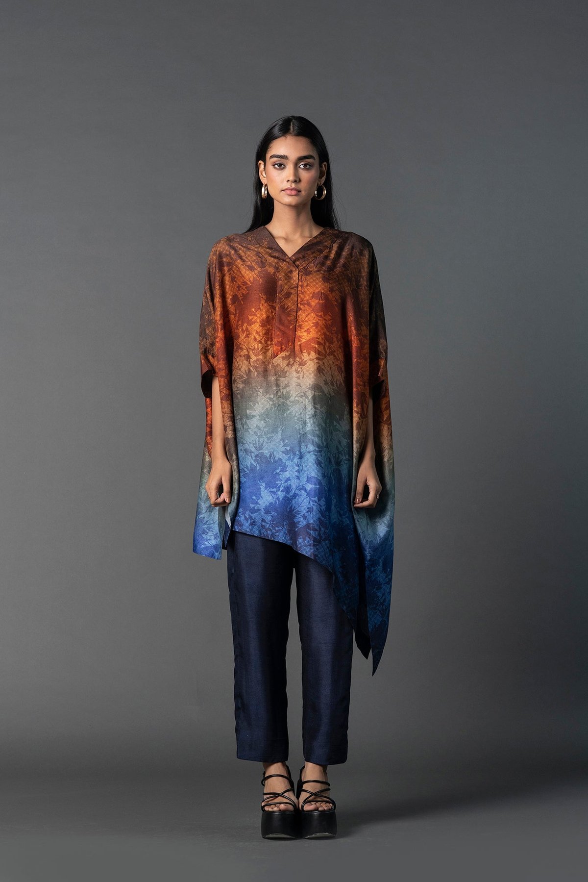 Array Leafy Rusty Blue Kurta Set