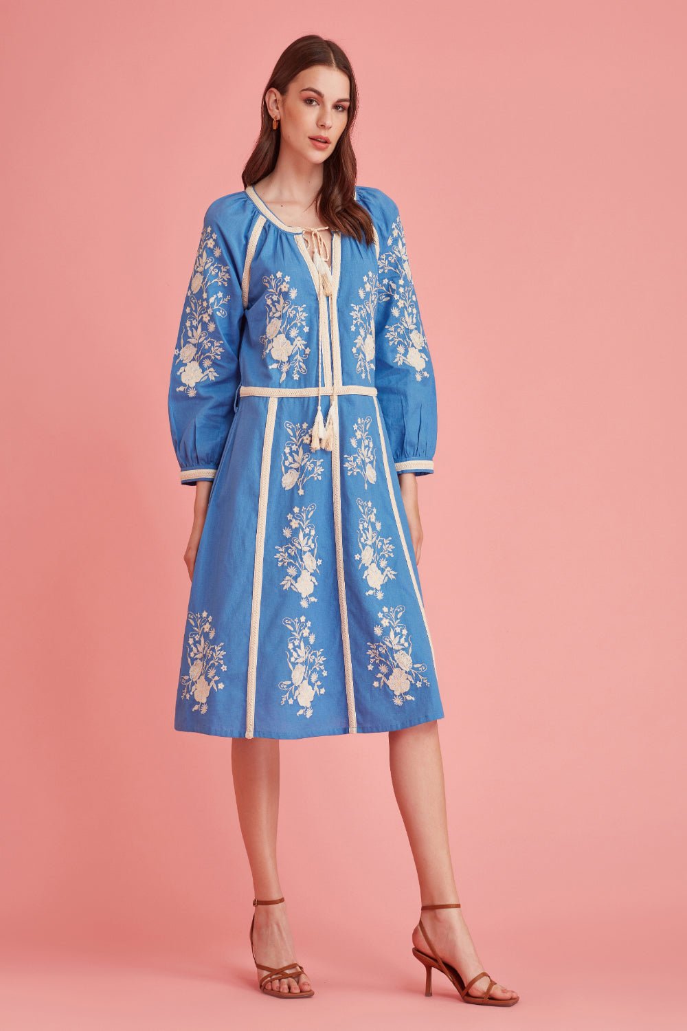 Mughal Inspired Embroidered Midi Dress