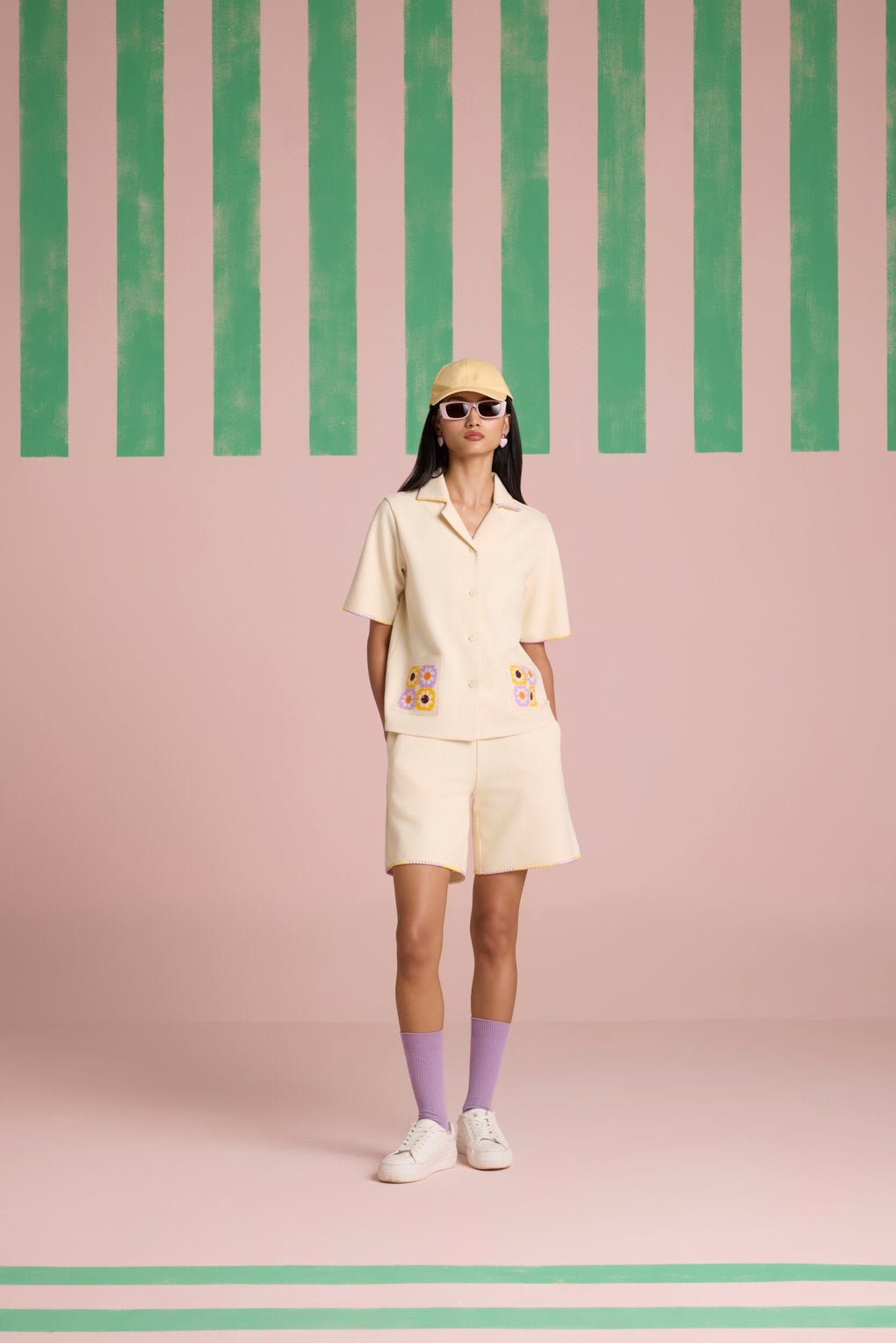 Buttermilk Interlock Shirt and Shorts Co-ord Set