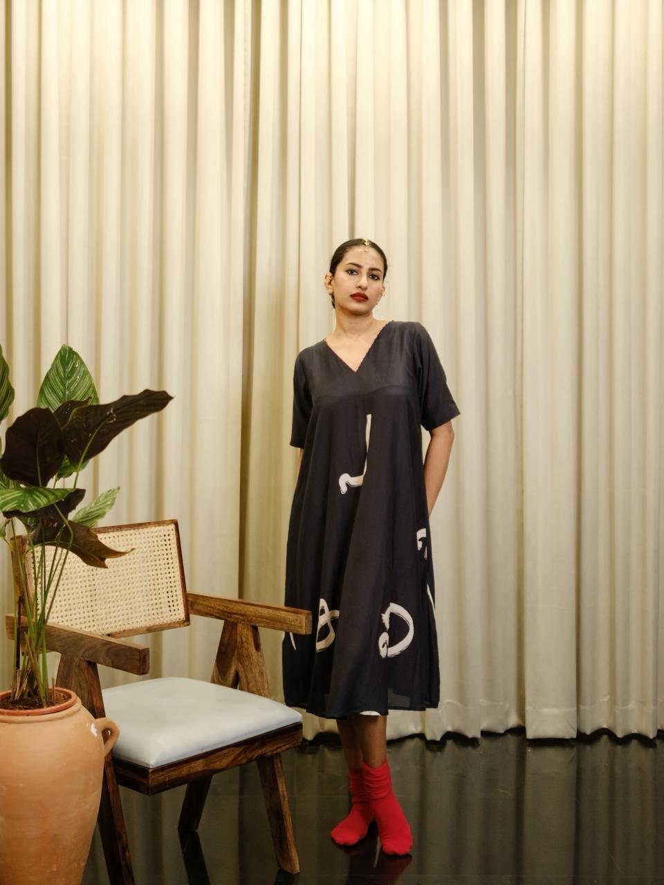 Aksharam V Neck Dress