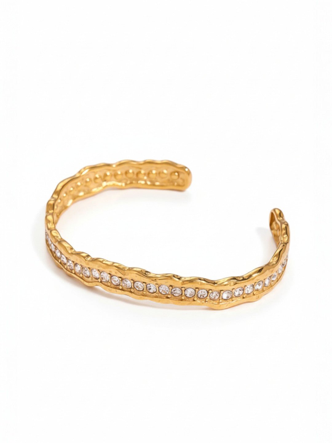 Wave Design Inlay Rhinestone Opening Bangle