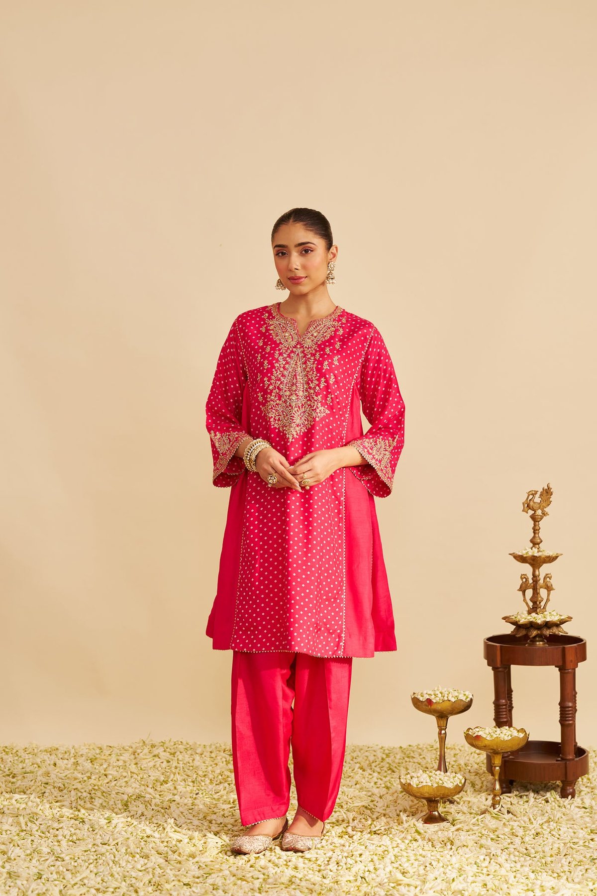 Hotpink A-Line Chauga Kurta Set with Salwar