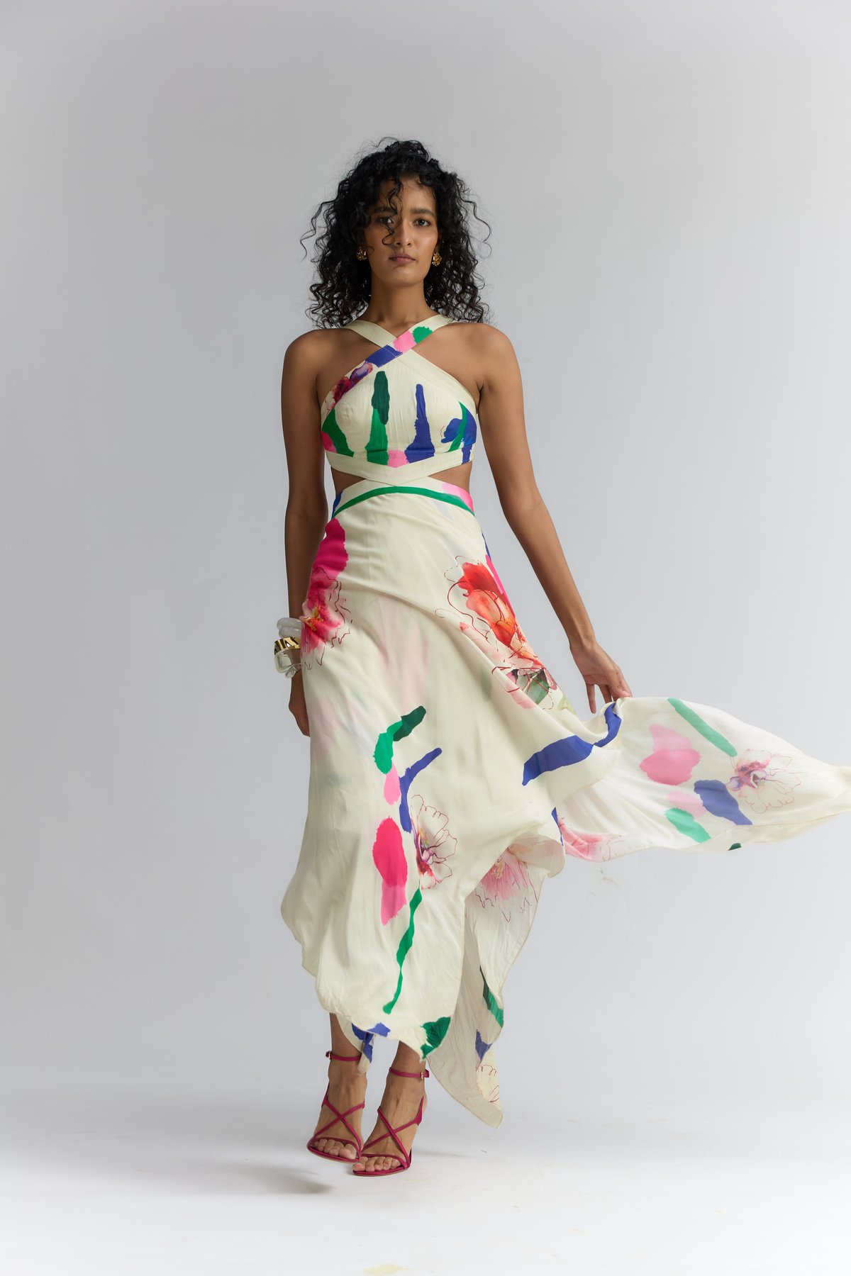 Colour Splash Blosson Printed Dress