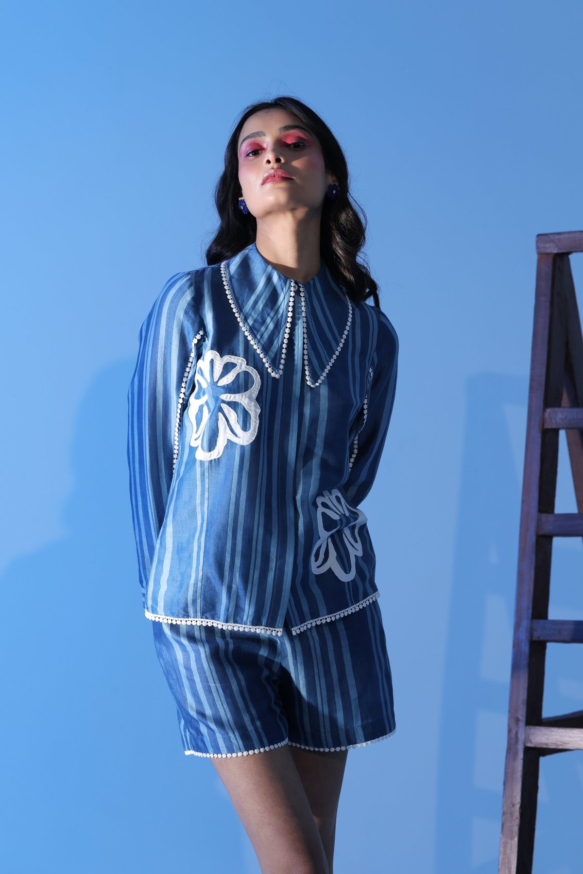 Blue Bloom Stripe Top