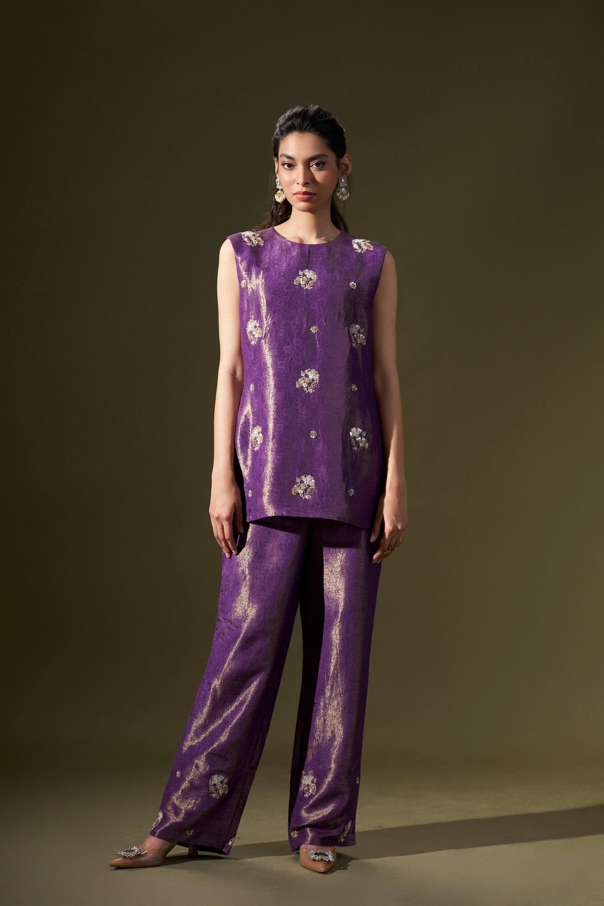 Purple Embellished Coord Set