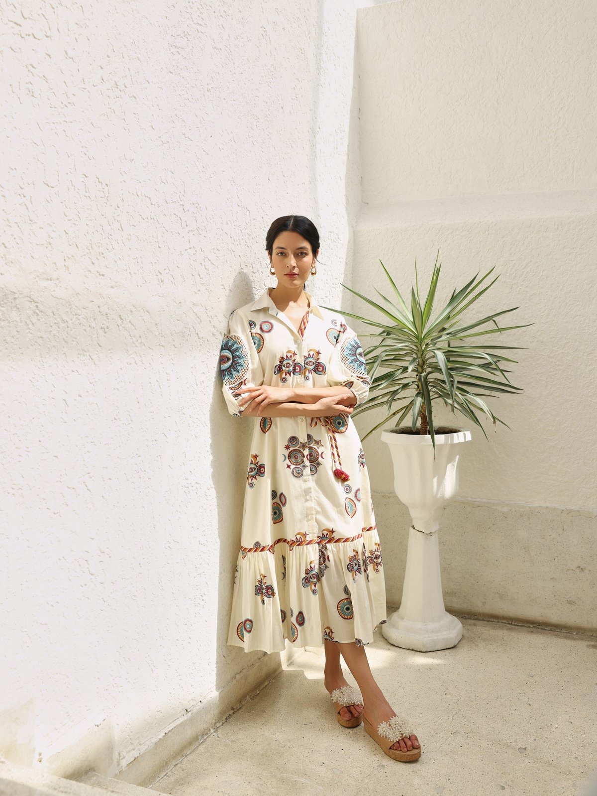 Maroon & Mustard Sun & Moon Long Dress