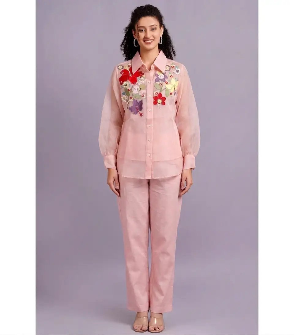 Botanical Small Flower Full Organza Shirt