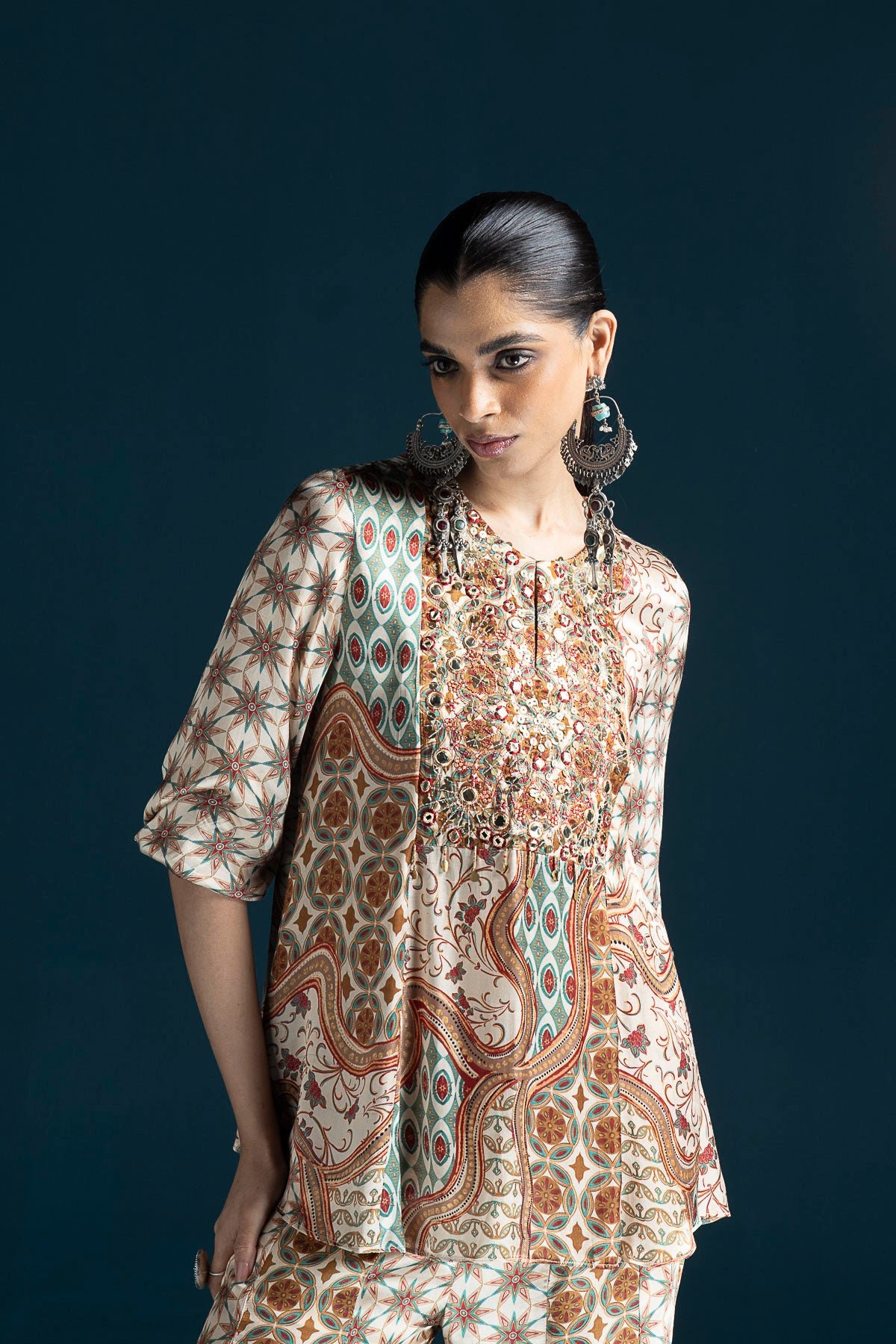 Nazm Ajrakh-Inspired Tunic & Palazzo Co-ord Set