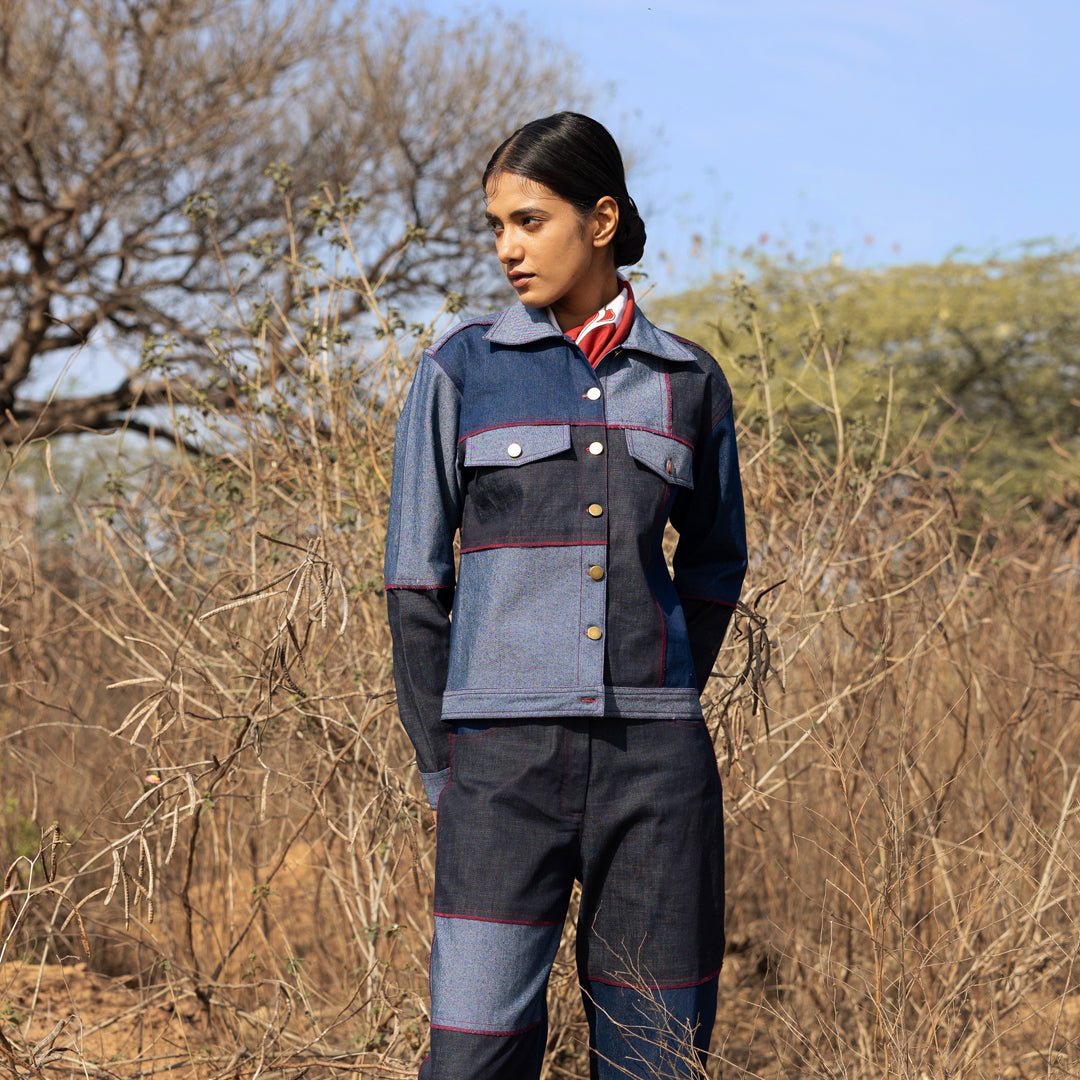 Multicolor Patchwork Denim Cropped Jacket
