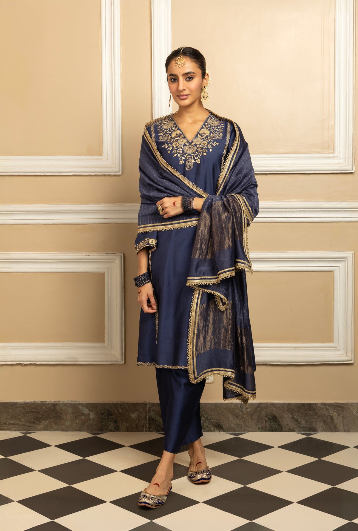 Sanya Silk Chanderi Handcrafted Kurta Set