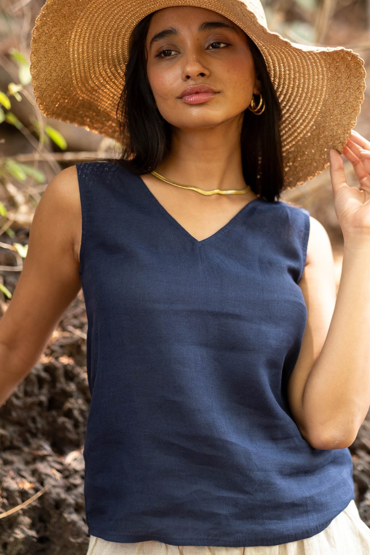 Linen V Neck Tank