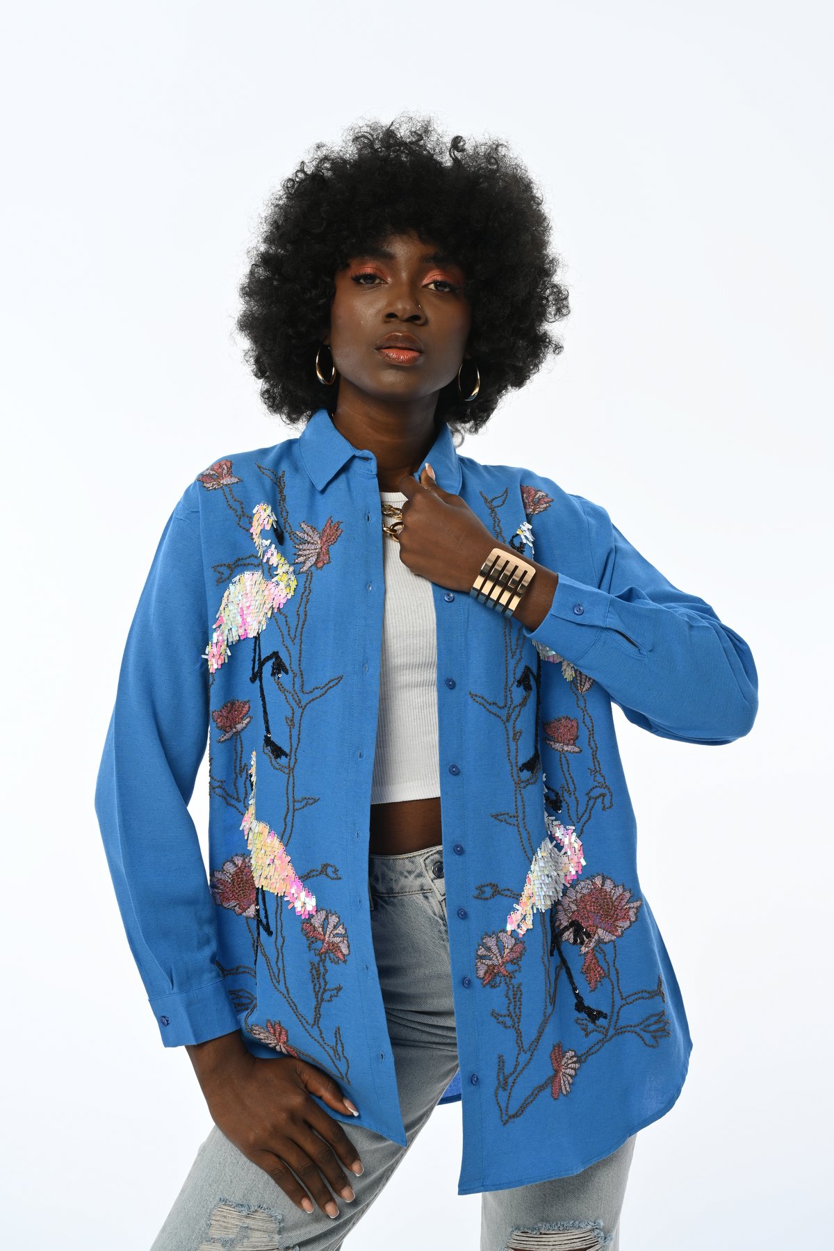 Blue Flemingo Embroidered Shirt