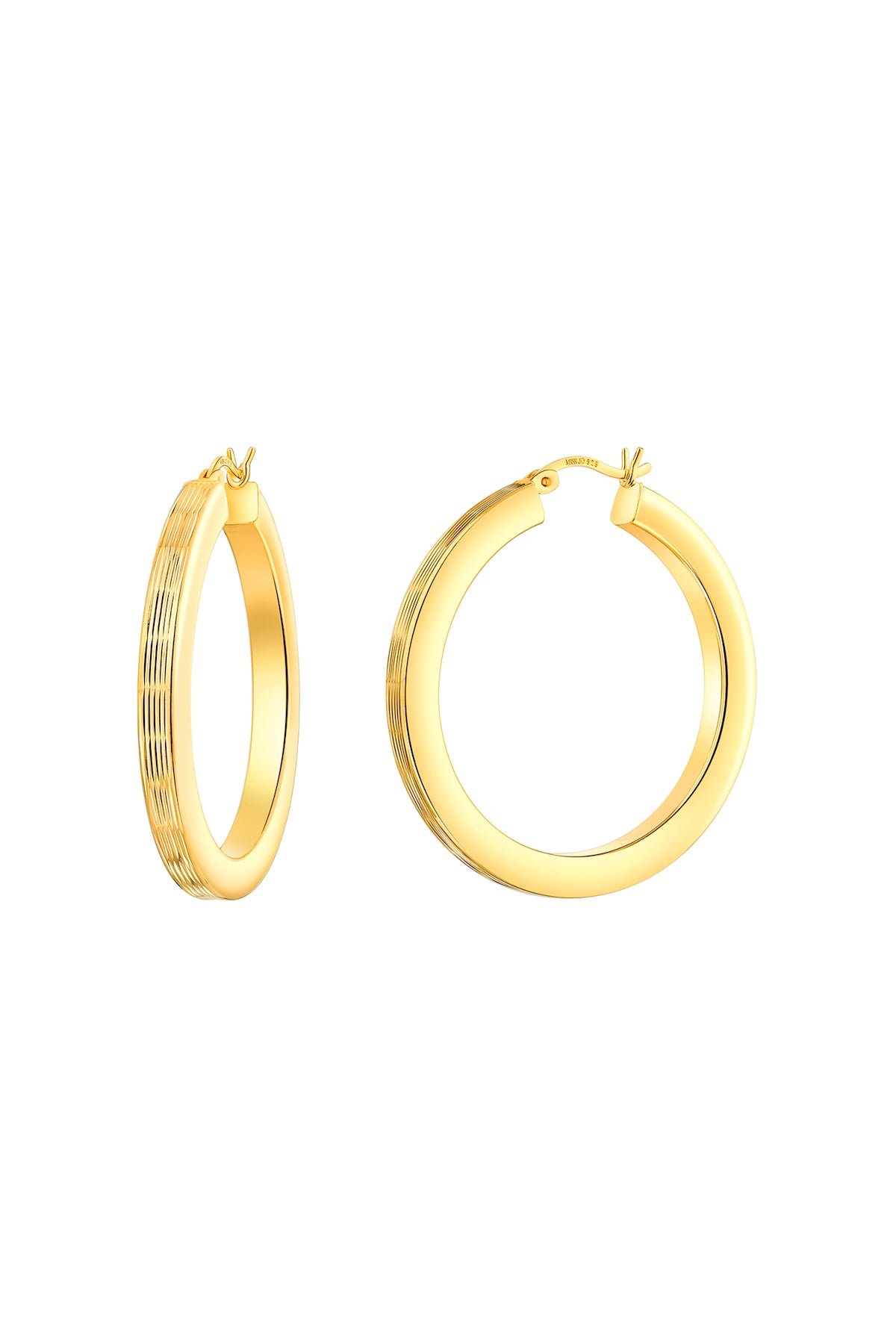 Linear Textured Large Hoop Earrings
