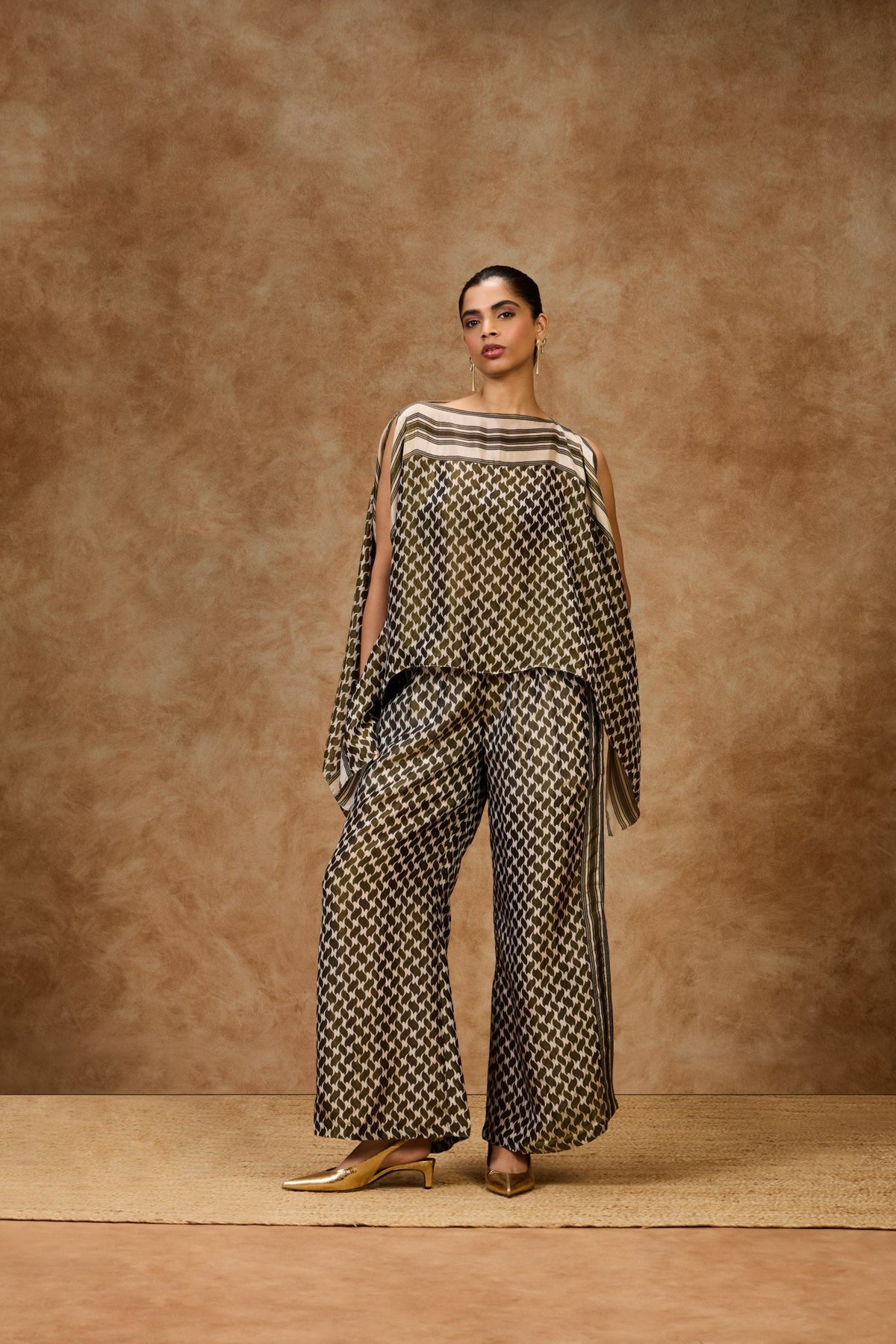 Olive Mosaic Kaftan Top