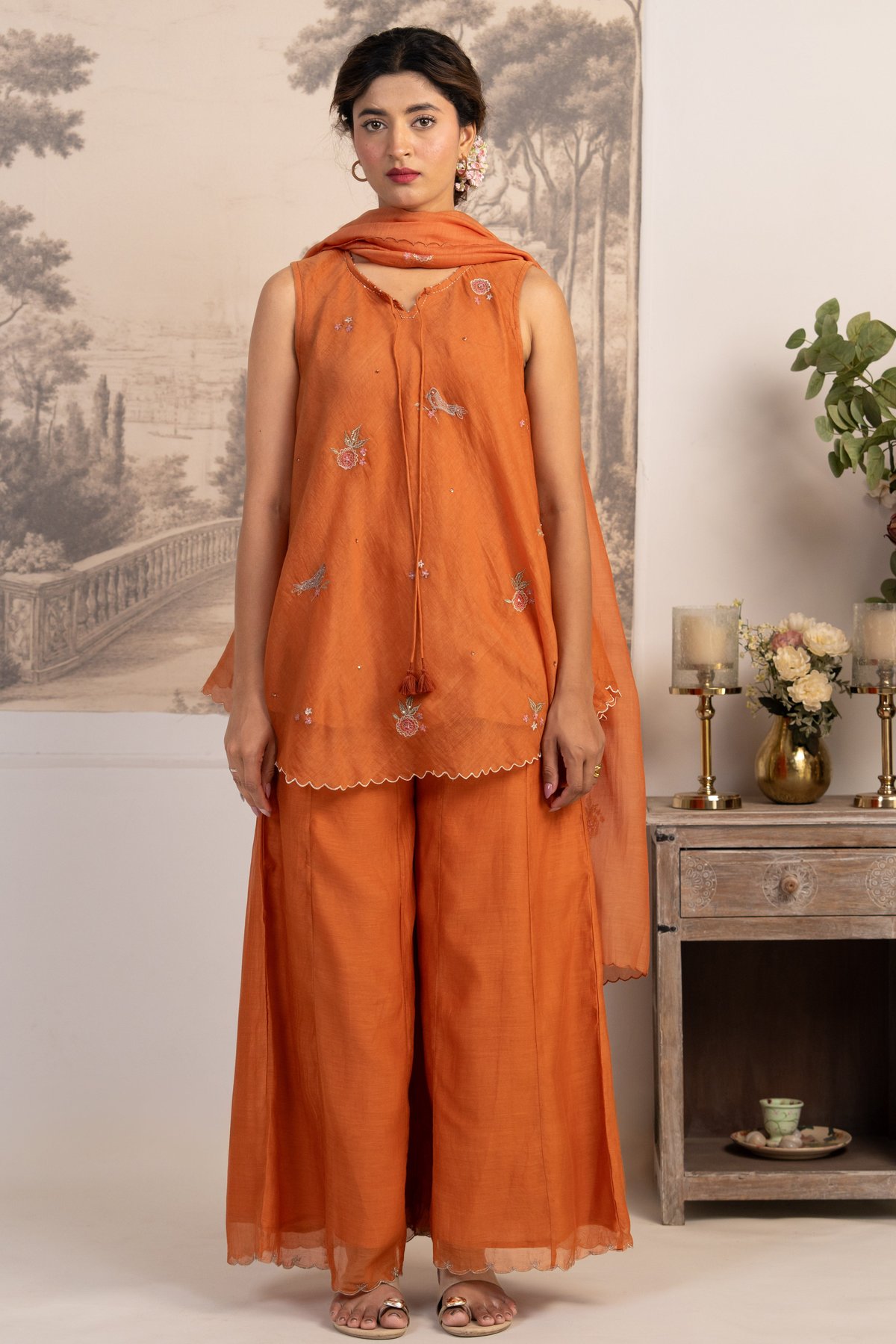 Rust Orange Flared Top Set