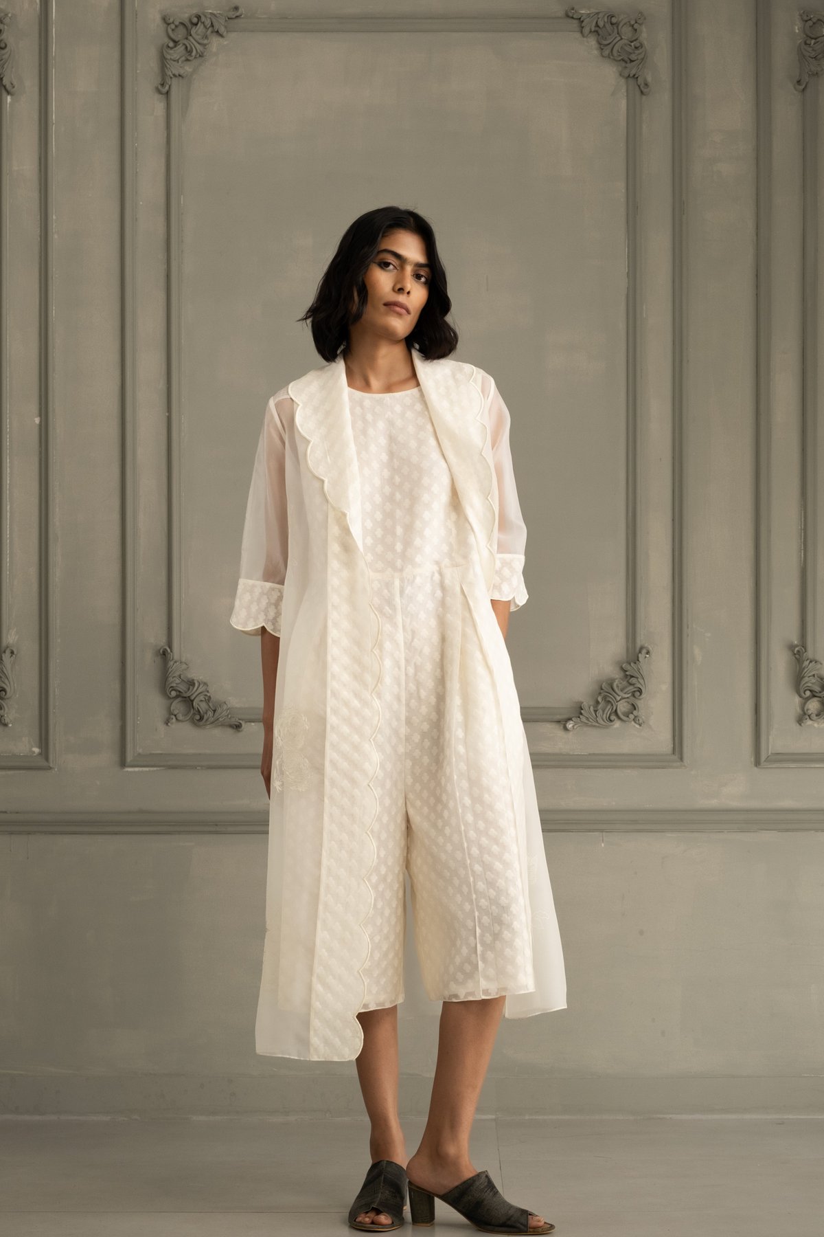 Old Rose Jacket With Embroidery And Jumpsuit
