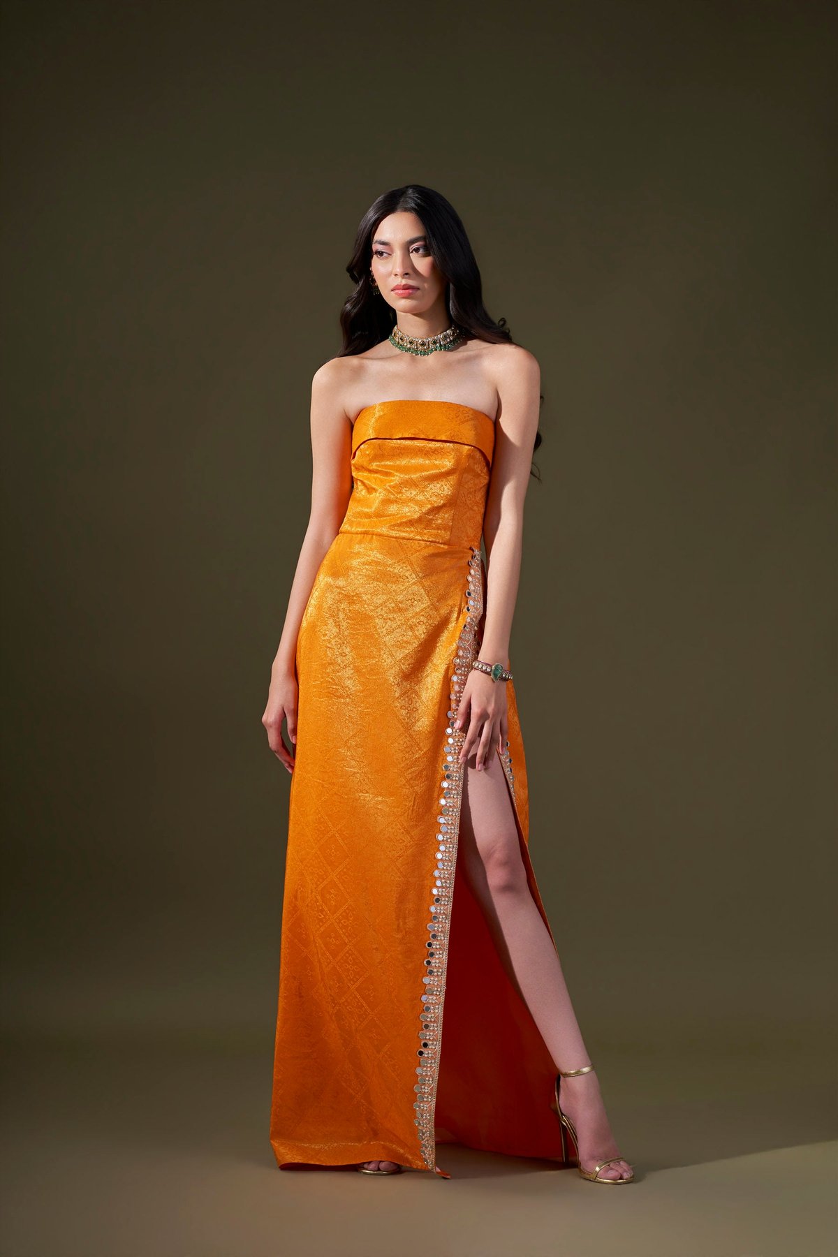 Orange Long Tube Dress