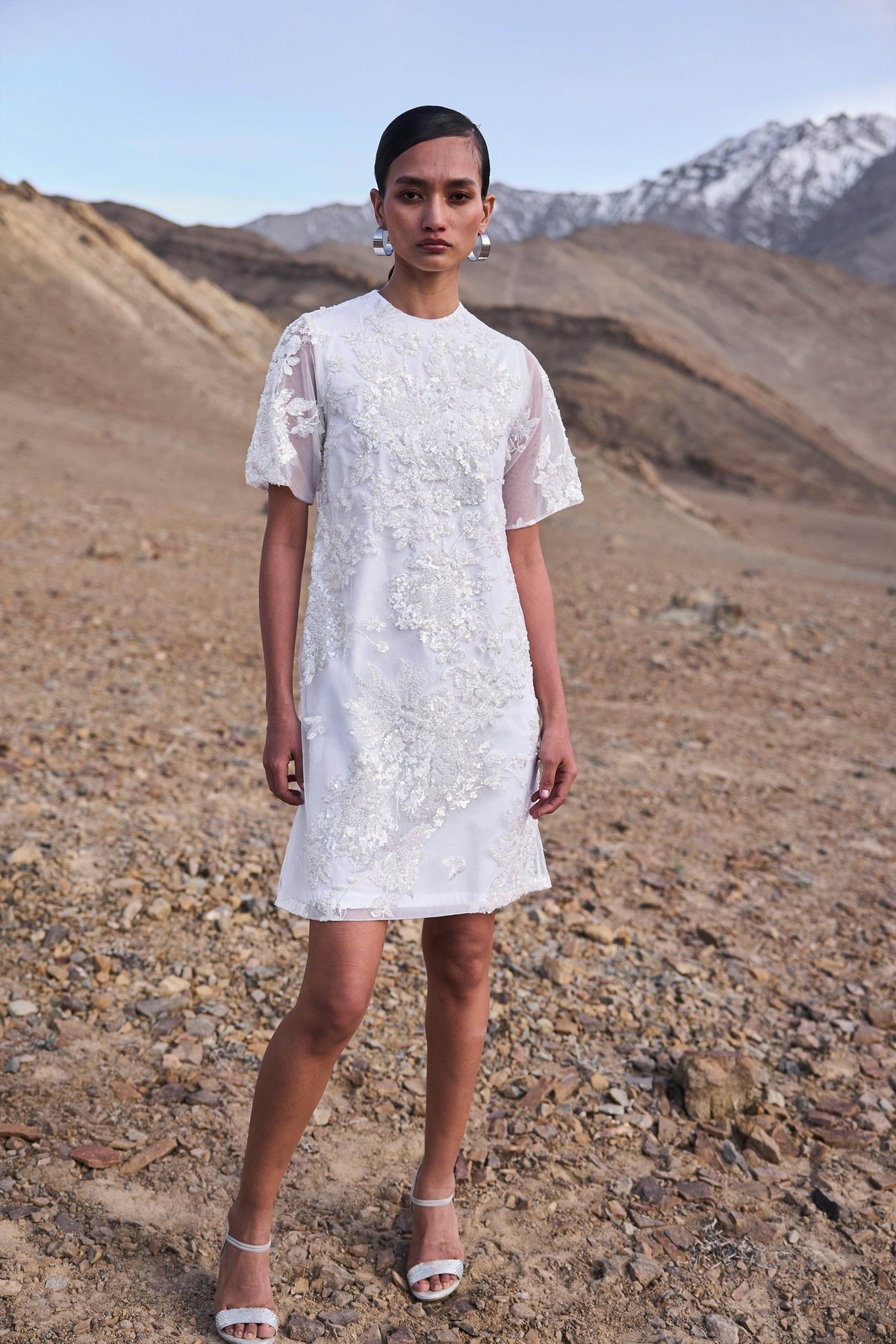 Ivory Sequin and Bead Embroidered Mini Dress