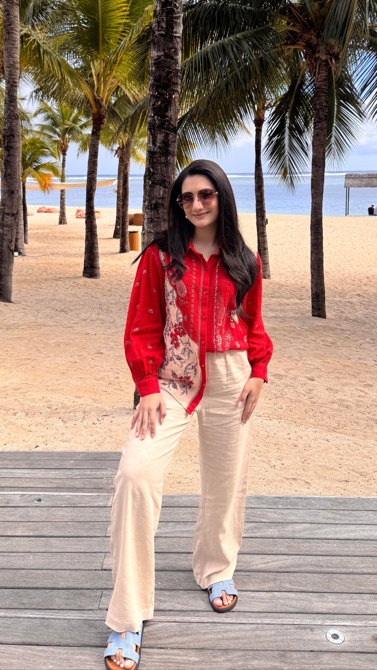Red Paisley and Floral Printed Button-Down Shirt