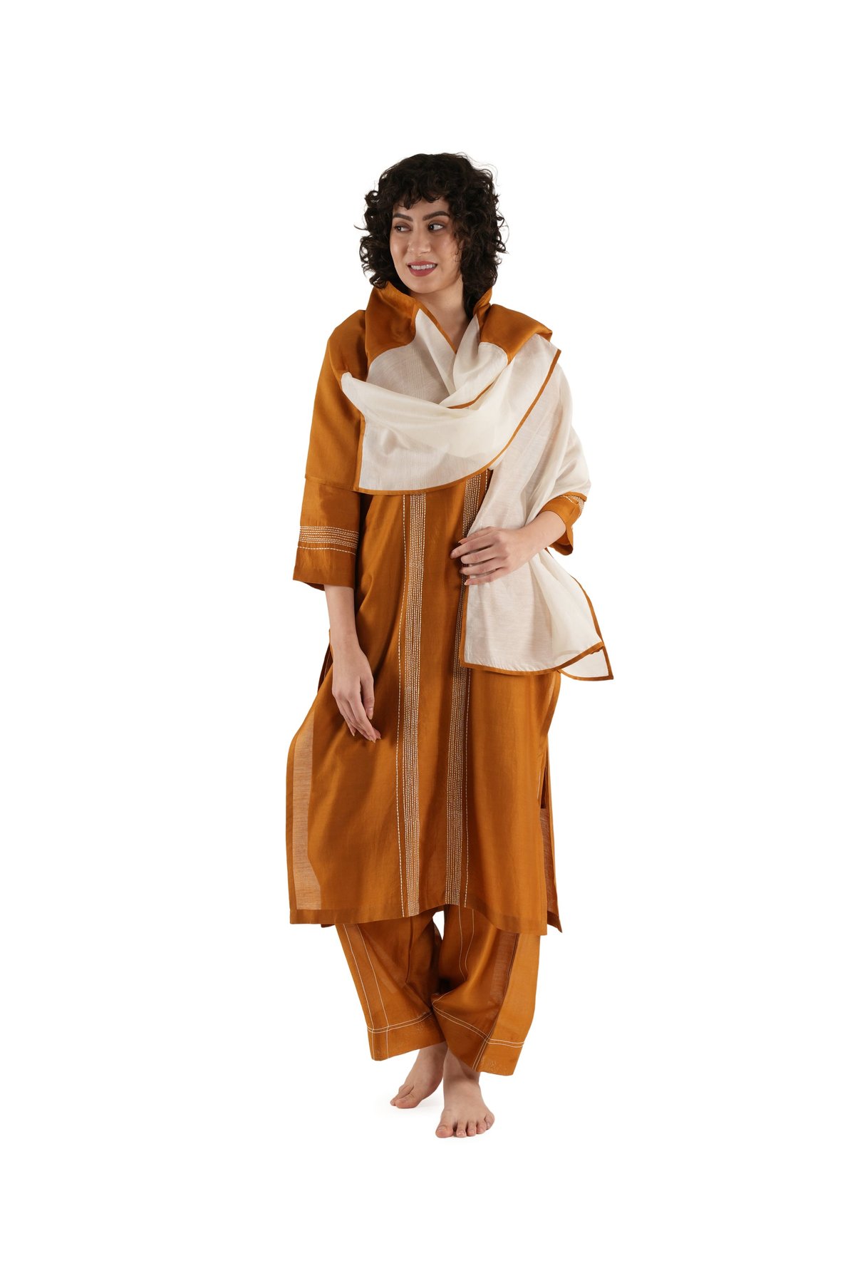 Rust Embroidery Dress Co-ord
