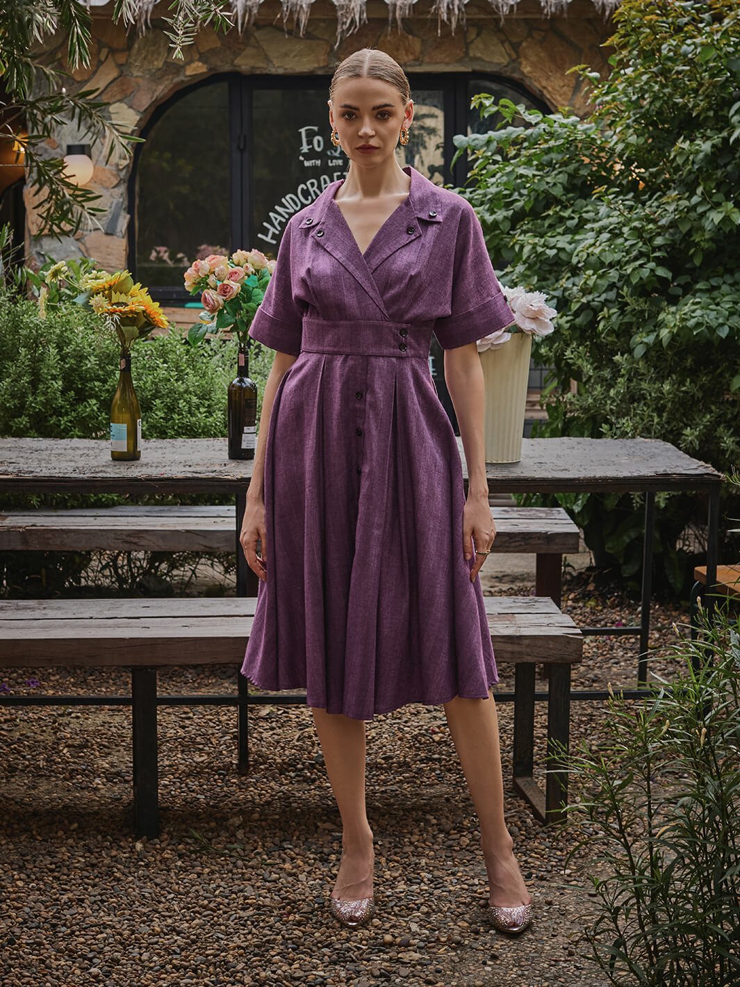 Roxo Collar Cotton Dress