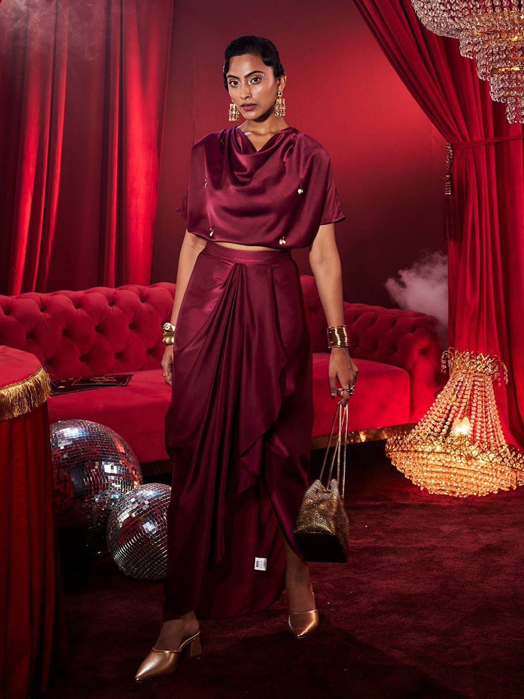 Amoura Satin Draped Skirt