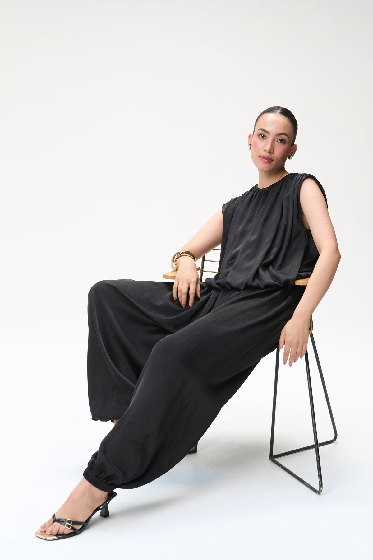 Black Silk Balloon Pants
