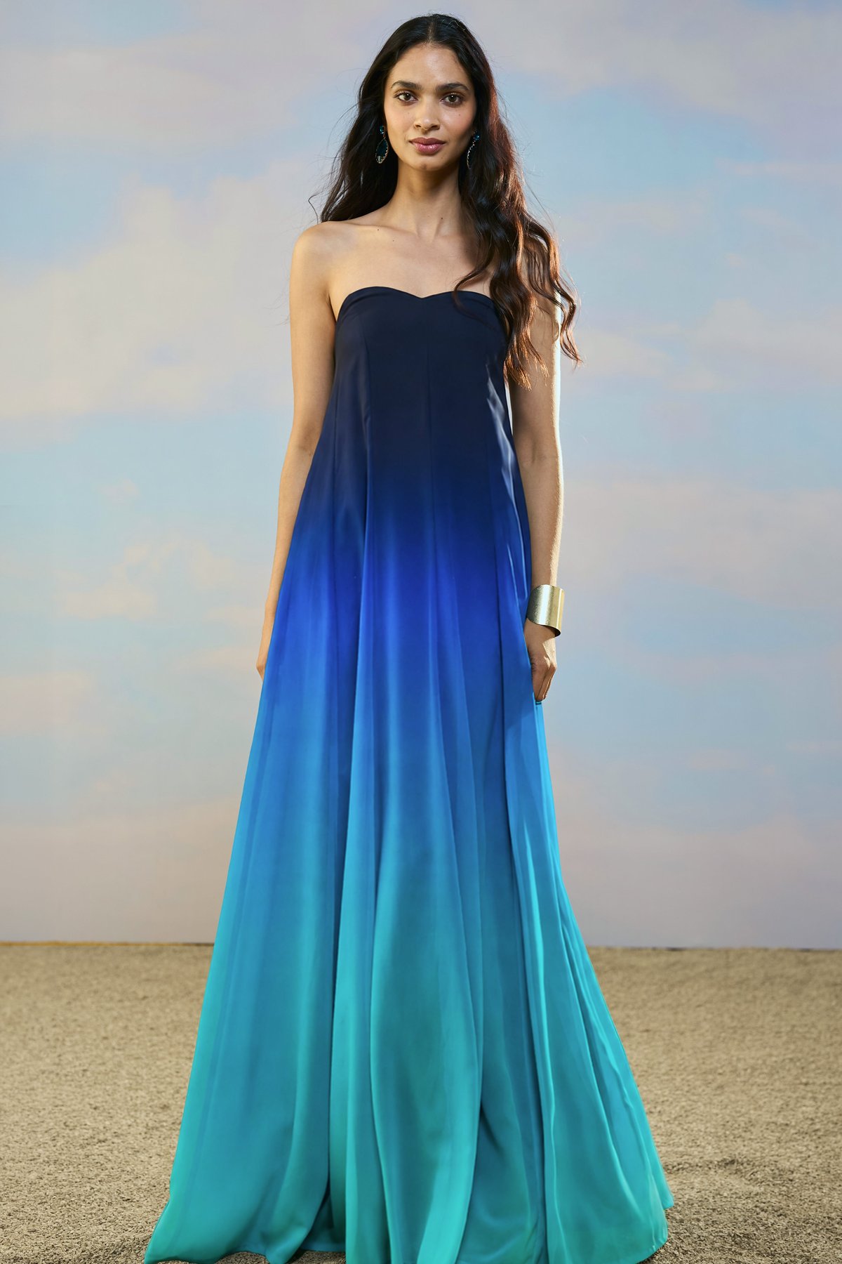 Off-Shoulder Flared Ombre Gown