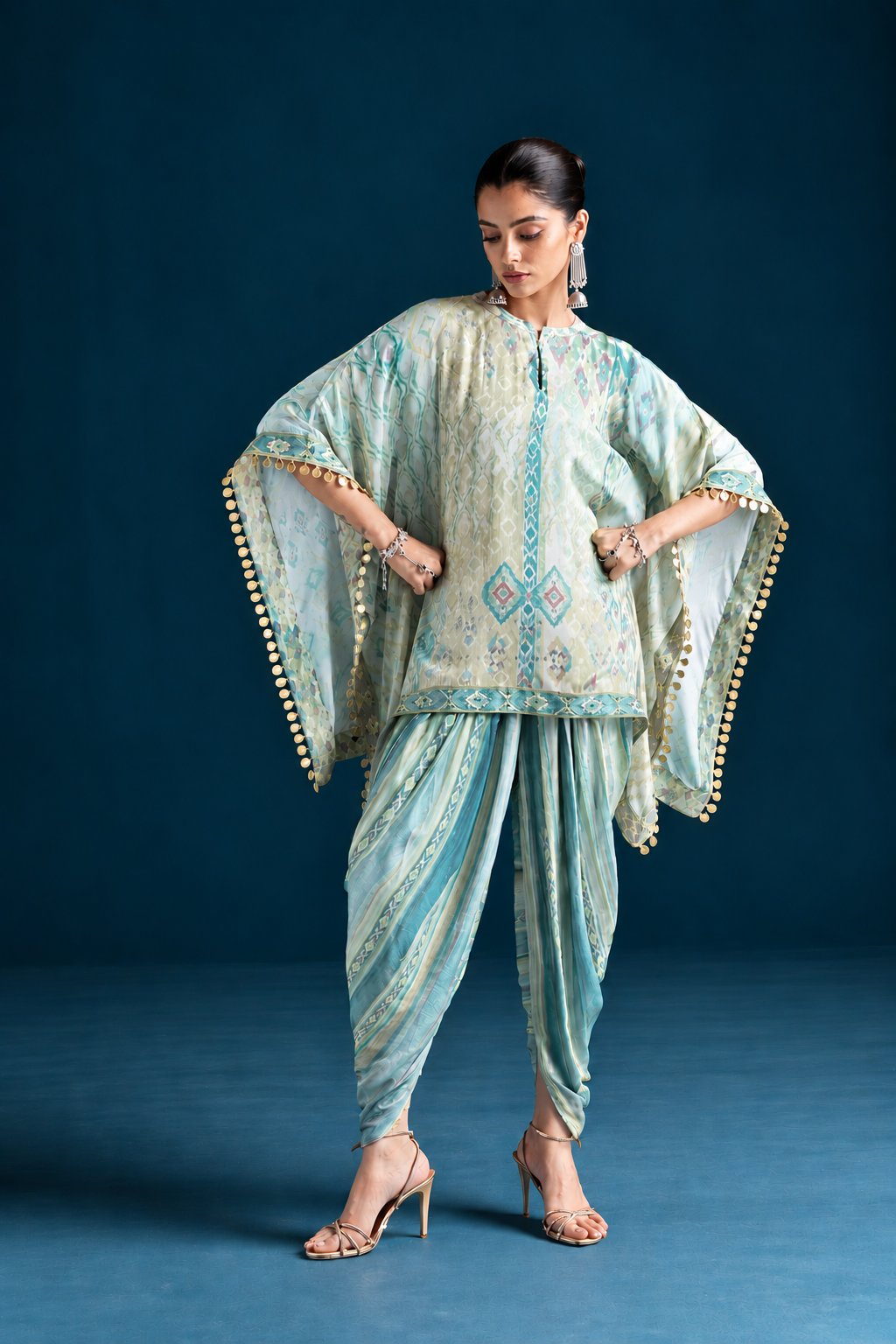 Mehr Ikat-Inspired Kaftan & Dhoti Co-ord Set