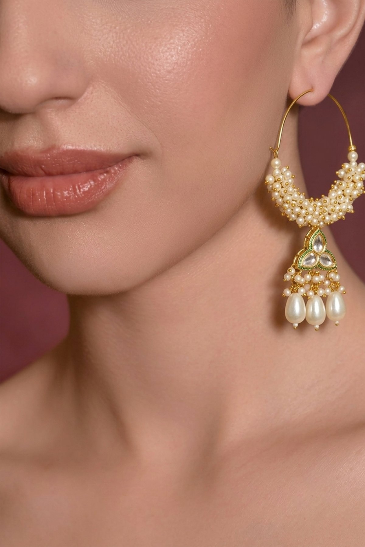Pearl Chand Bali Earrings