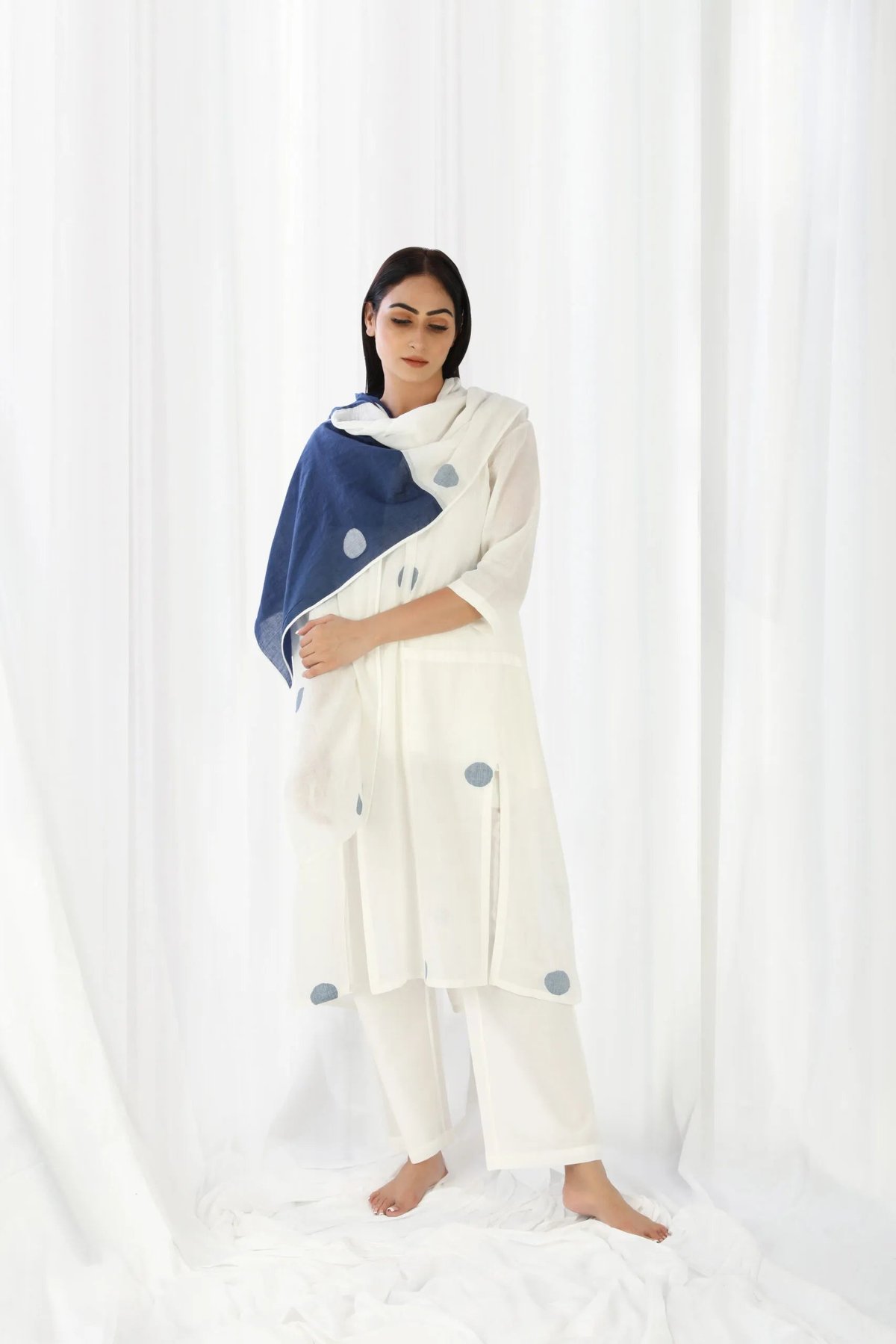 Bright White Side Slit Kurta Co-Ord