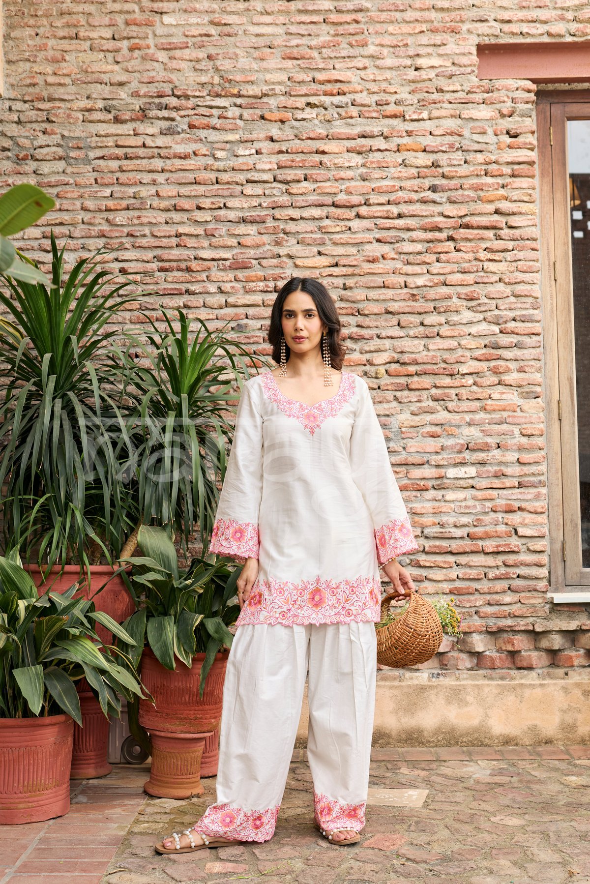 SCARLET - White Embroidered Co-ord Set