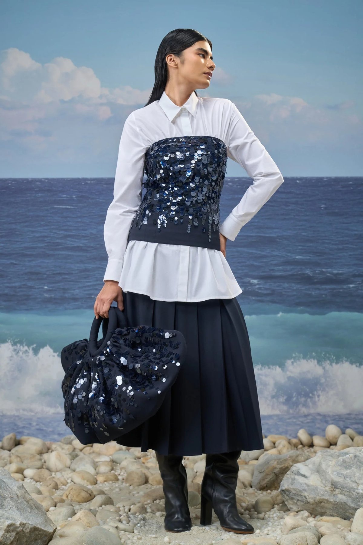 Navy Premium Poly Viscose Tube Top
